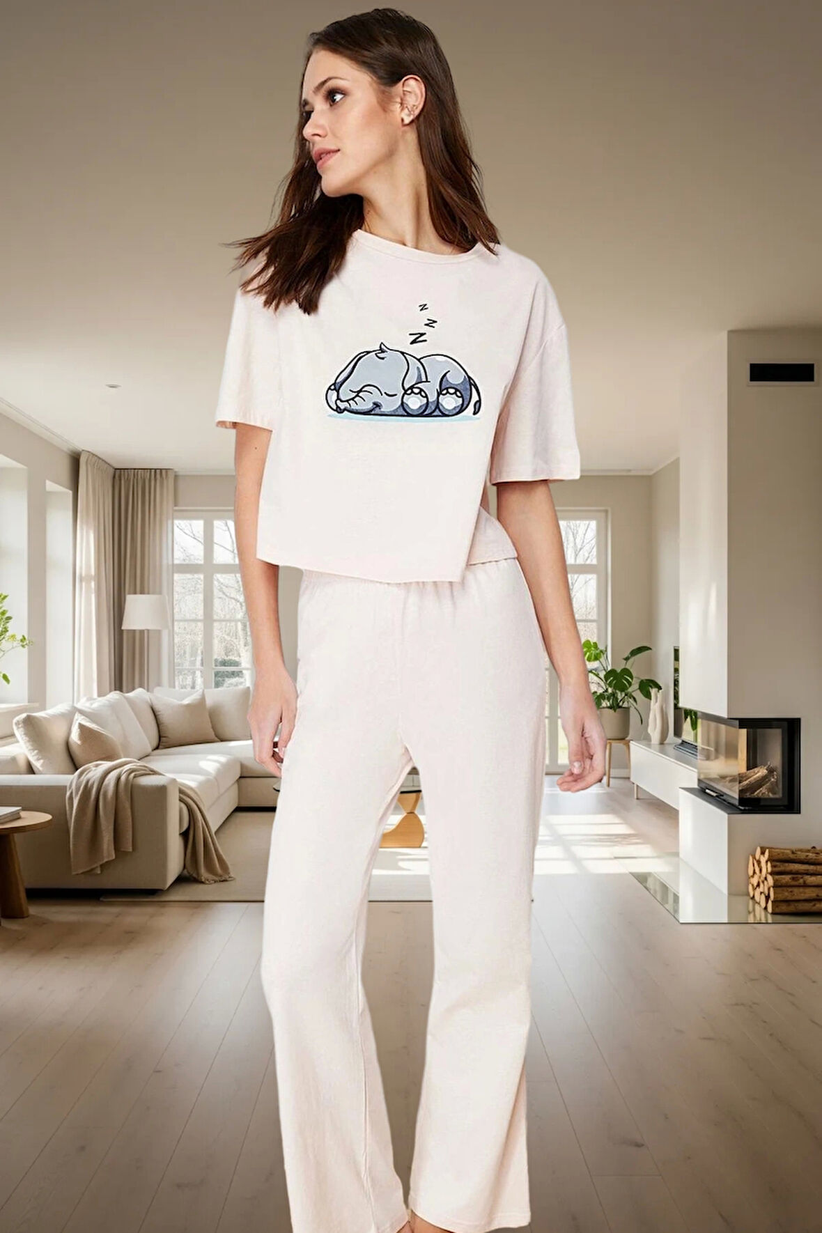 Pamuk Örme Boru Paça Pijama Takımı Premium Kalite Profesyonel Görünüm Modern Stil