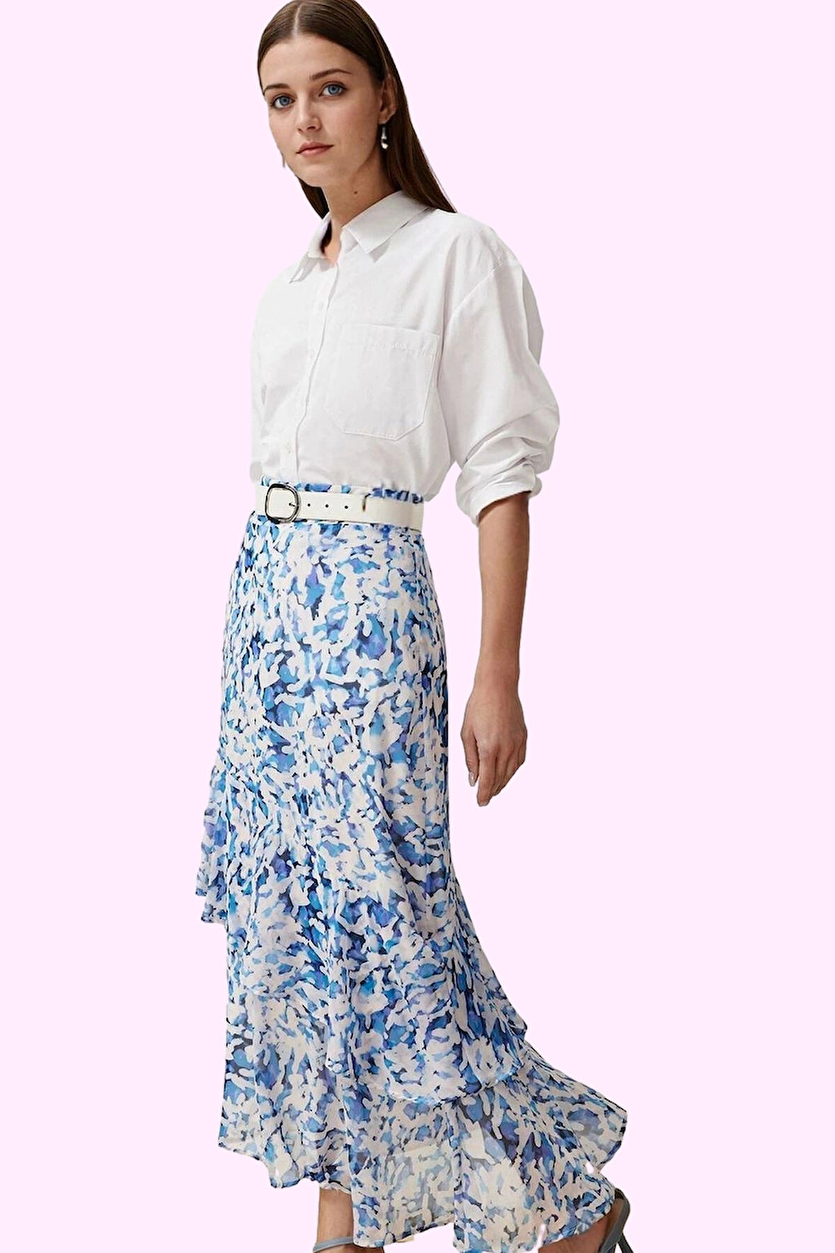 Kadın Astarlı Kemerli Maxi Etek Polyester Dokuma Kumaş Günlük Kullanım Yaz Aylarının Vazgeçilmezi