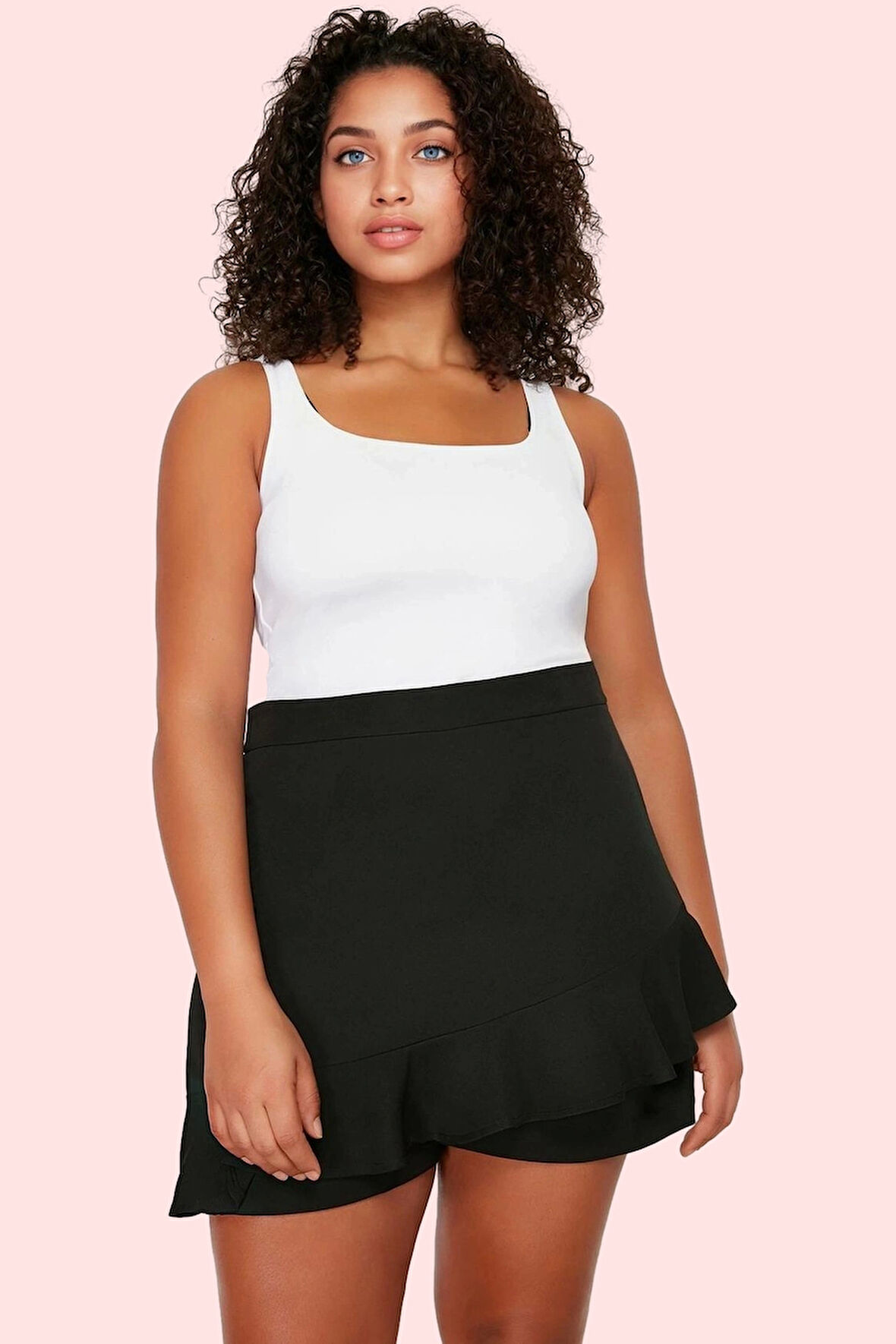 Kadın Kısa Şort Etek Yüksek Bel Geniş Paça Polyester Karışımlı Nefes Alabilir Günlük Kullanım