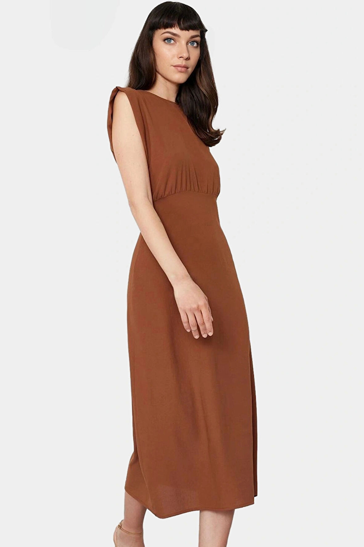 Yazlık Kadın Elbise Rahat Şık A Kesim Midi Model Polyester Kumaş Mükemmel Uyum Yüksek Kalite