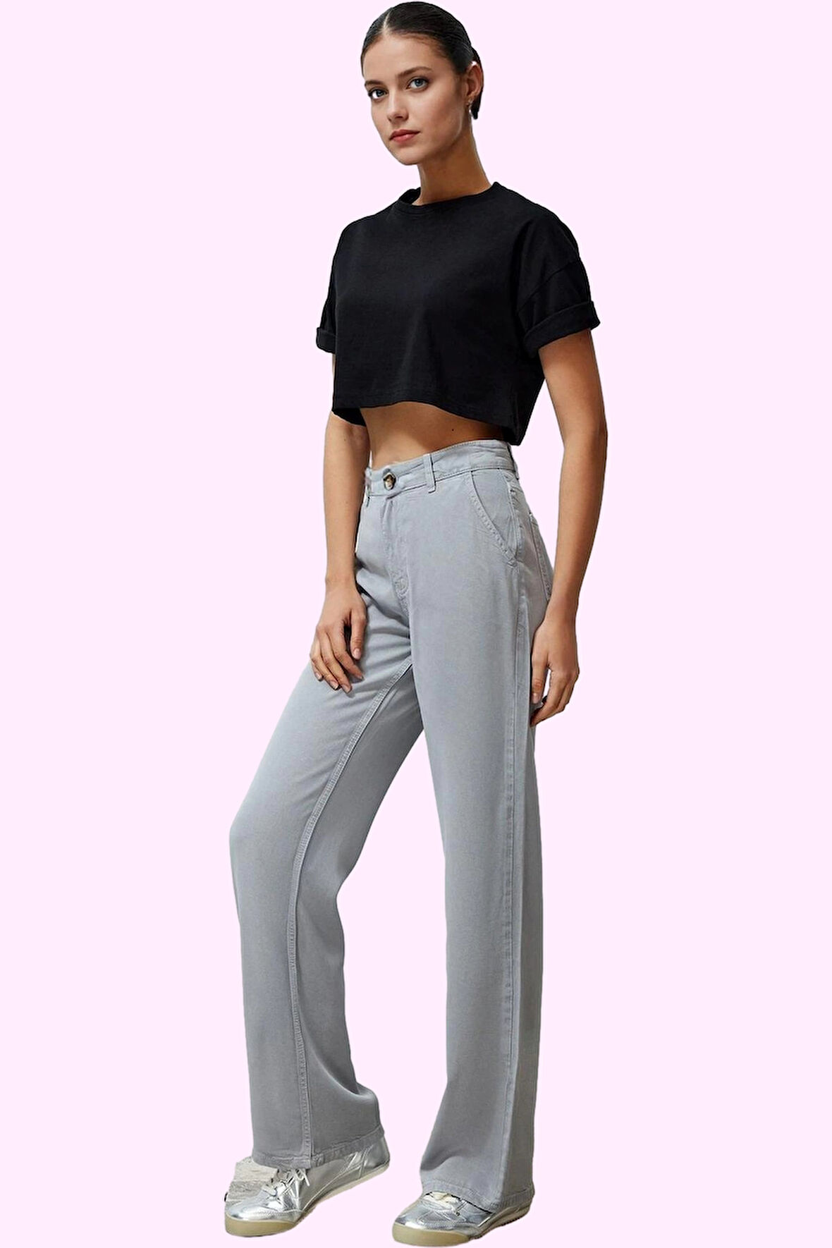 Kadın Düşük Bel Wide Leg Pantolon Liyosel Uzun Boy Casual Şıklık Yaz Aylarının Vazgeçilmezi