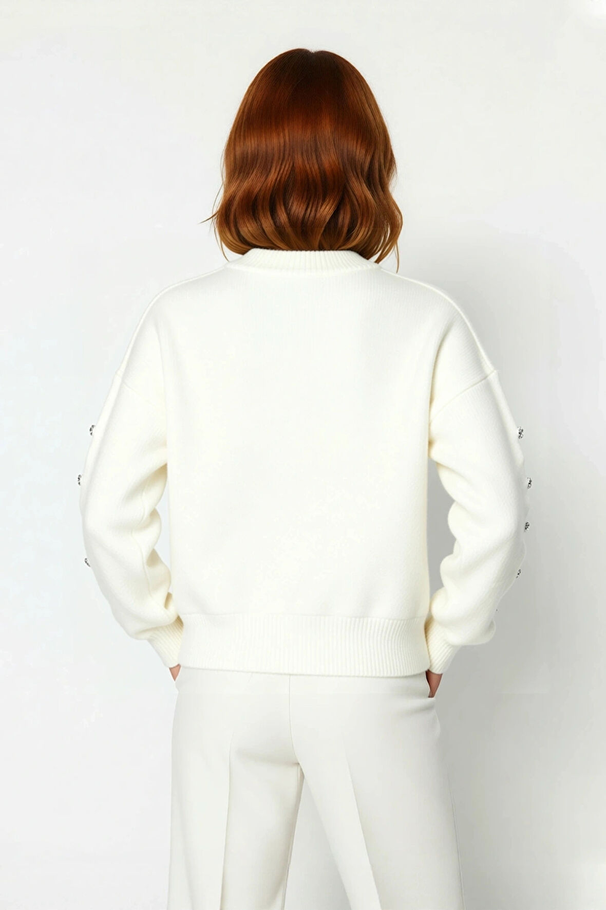 Kadınlar İçin Konforlu Gri Triko Kazak Düşük Kol ve Dik Yaka Tasarımı Düğmeli Kışlık Regular Kalıp