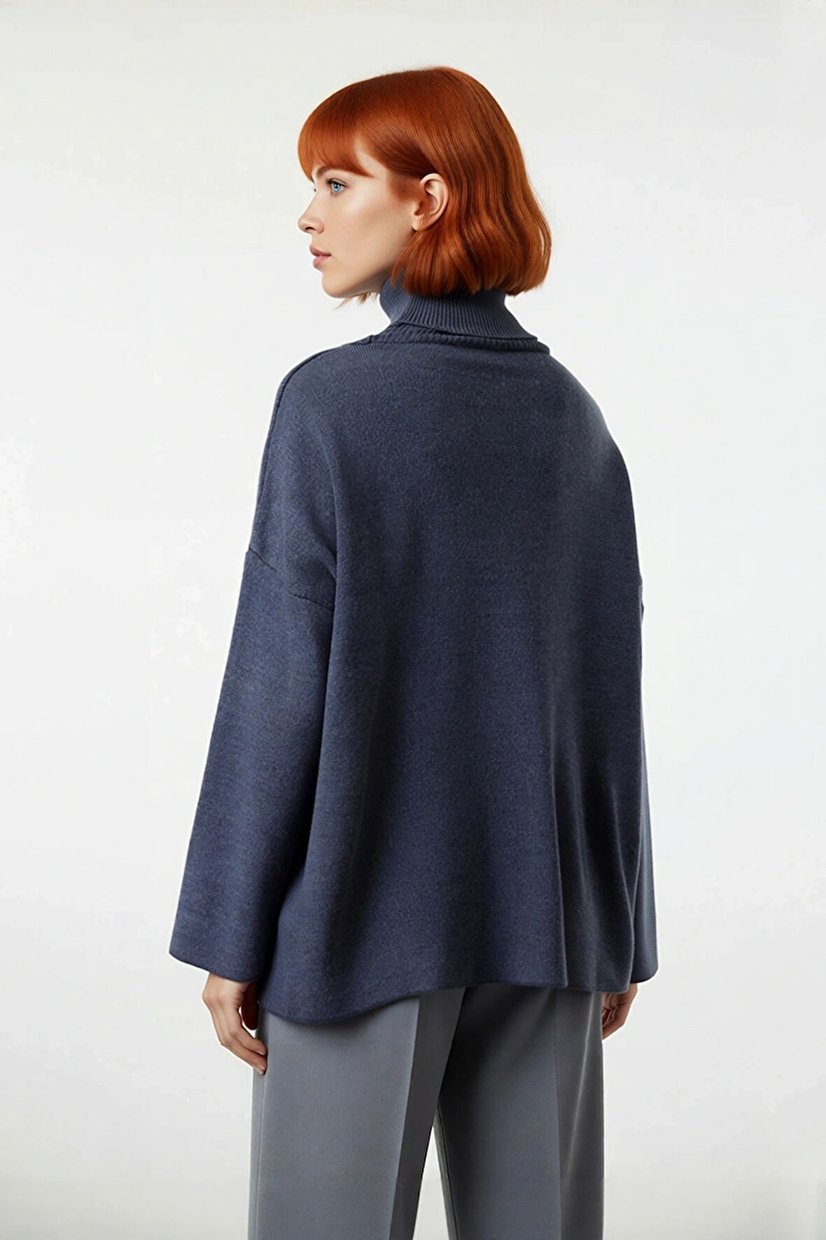 Kadınlar İçin Konforlu Oversize Basic Düşük Kol Balıkçı Yaka Triko Kazak Kış Günleri Şıklığı