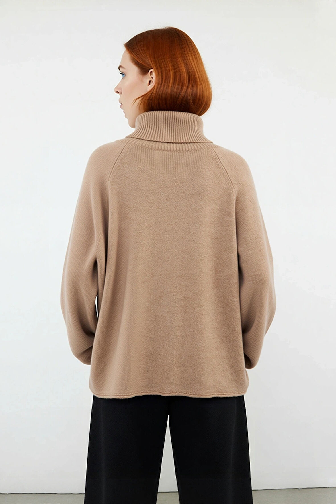 Kadın Balıkçı Yaka Oversize Reglan Kol Triko Kazak Günlük Kullanım İçin Sıcak Tutan Rahat Bir Stil