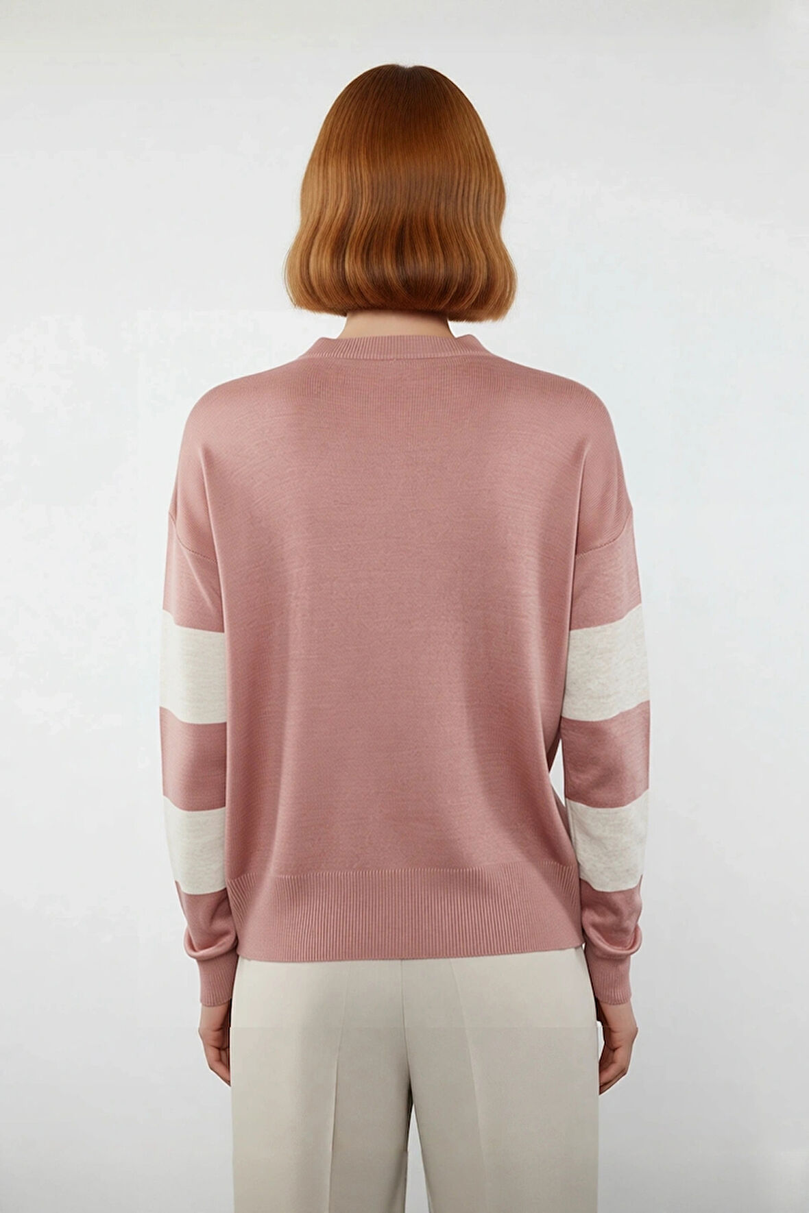 Kadın Akrilik Renk Bloklu Oversize Bisiklet Yaka Triko Kazak Soğuk Havalarda Konforlu Kaliteli