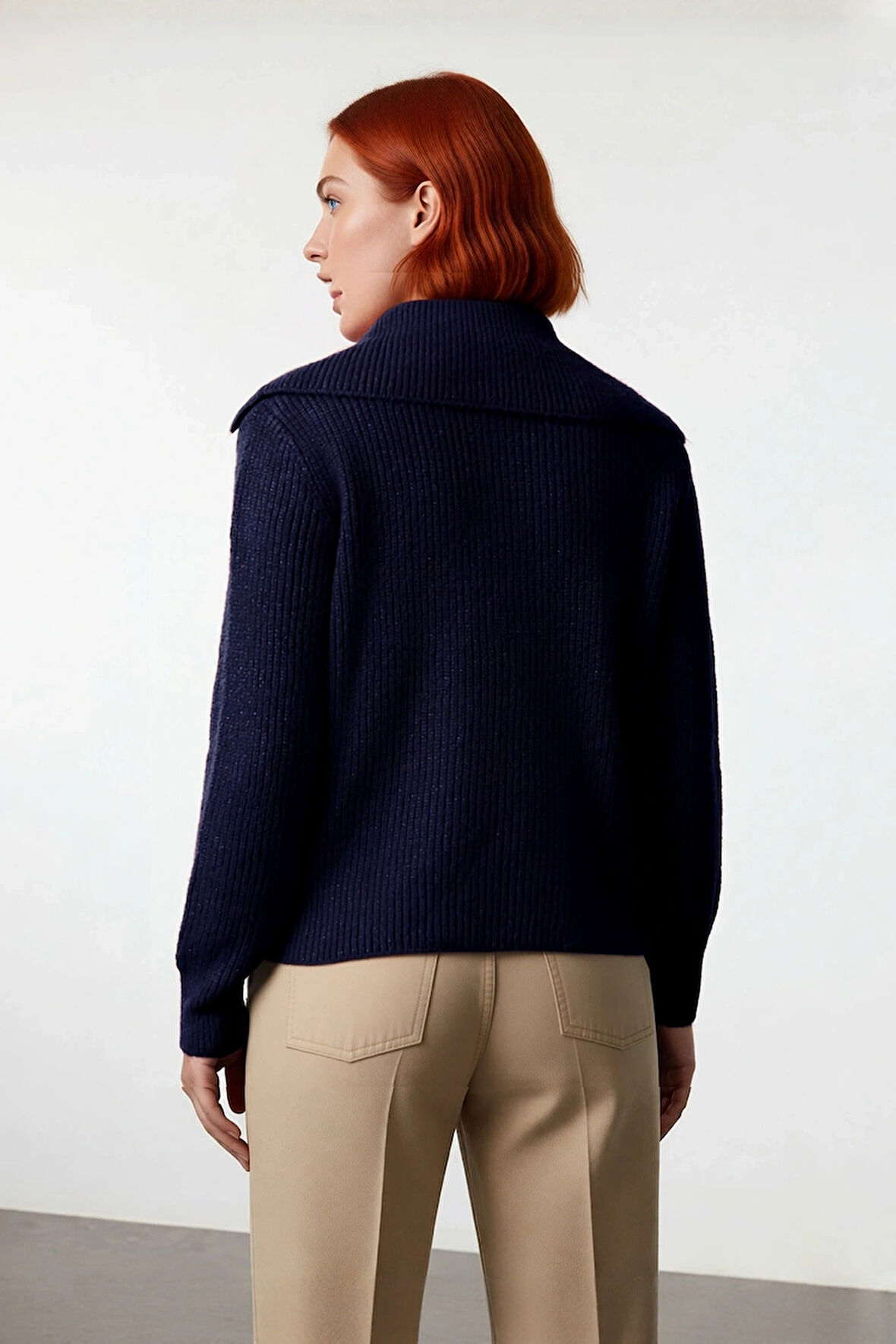 Kadın Orta Kalınlık Akrilik Karışımlı Selanik Dokuma Polo Yaka Triko Kazak Günlük Kullanım