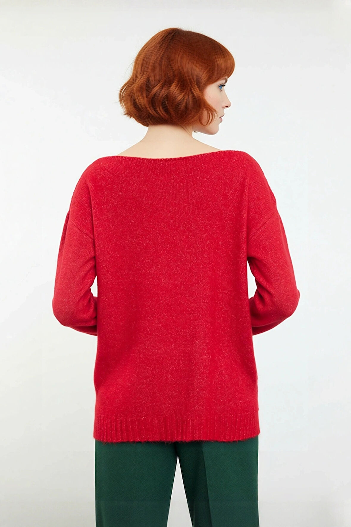 Kadın Oversize Triko Kazak Kayık Yaka İnce Dokulu Rahat Ve Şık İlkbahar Sonbahar Modası Kaliteli