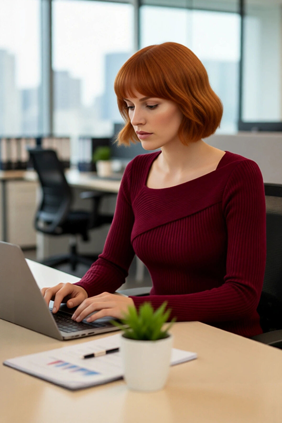 Kadınlar İçin Düz Desen Asimetrik Yaka Akrilik Triko Kazak Fitted Uzun Kollu Modern Şıklık