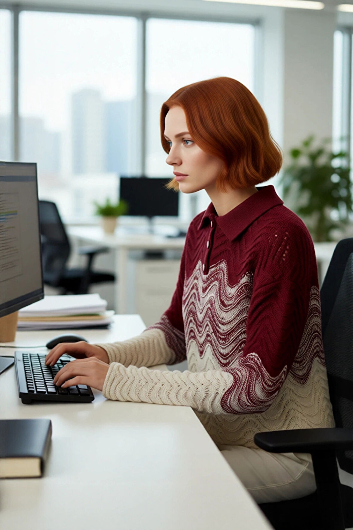 Kadın Standart Kollu Polo Yaka Triko Kazak Mücevher Düğmeli Crop Model Kışlık Rahat Tasarım