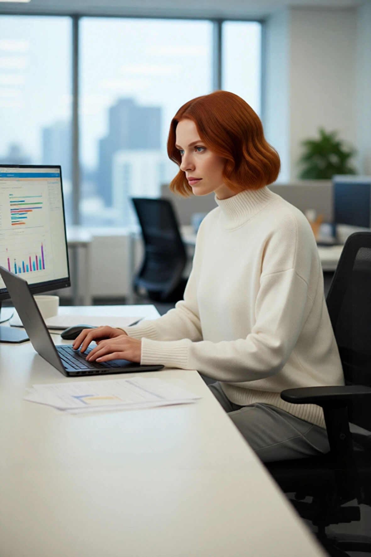 Kadın Düşük Kol Düz Desenli Oversize Dik Yaka Triko Kazak Kış Modasına Uygun Yünlü Rahatlık