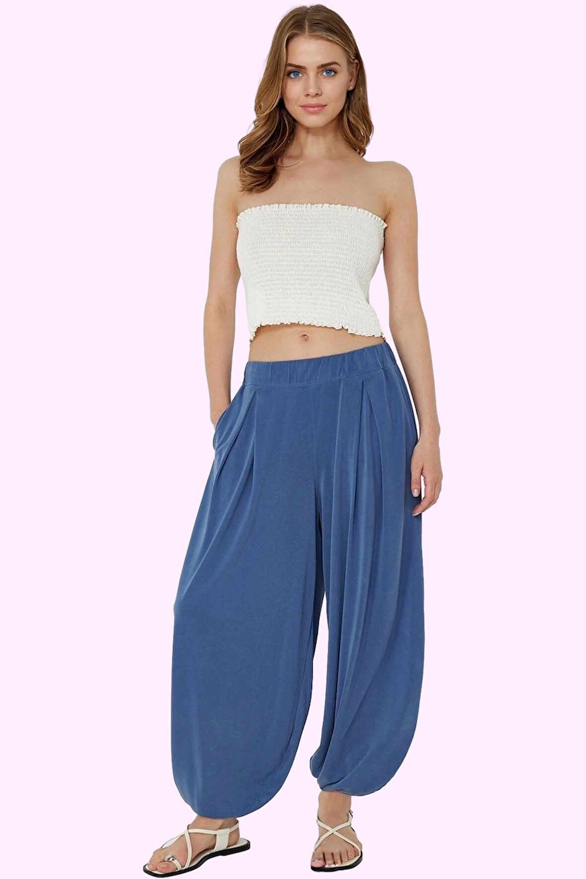 Kadın Pileli Şalvar Pantolon Modal Kumaş Koleksiyonu Sürdürülebilir Günlük Kullanım