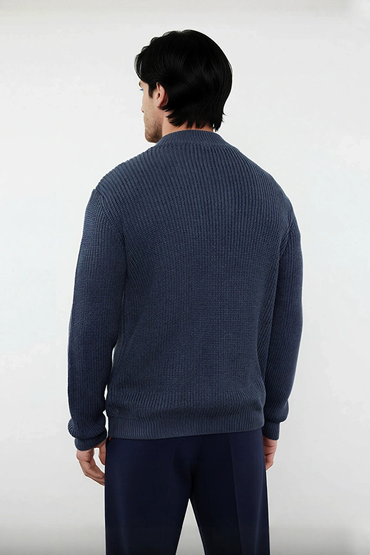 Erkek Basic Regular Fit Fermuarlı Dik Yaka Selanik Örgü Triko Kazak Günlük Stilinize Modern Dokunuş.