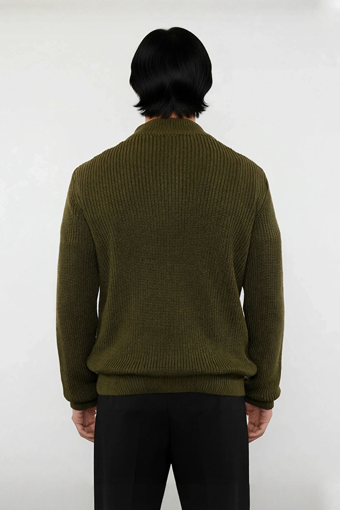 Erkek Basic Regular Fit Fermuarlı Dik Yaka Selanik Örgü Triko Kazak Günlük Stilinize Modern Dokunuş.