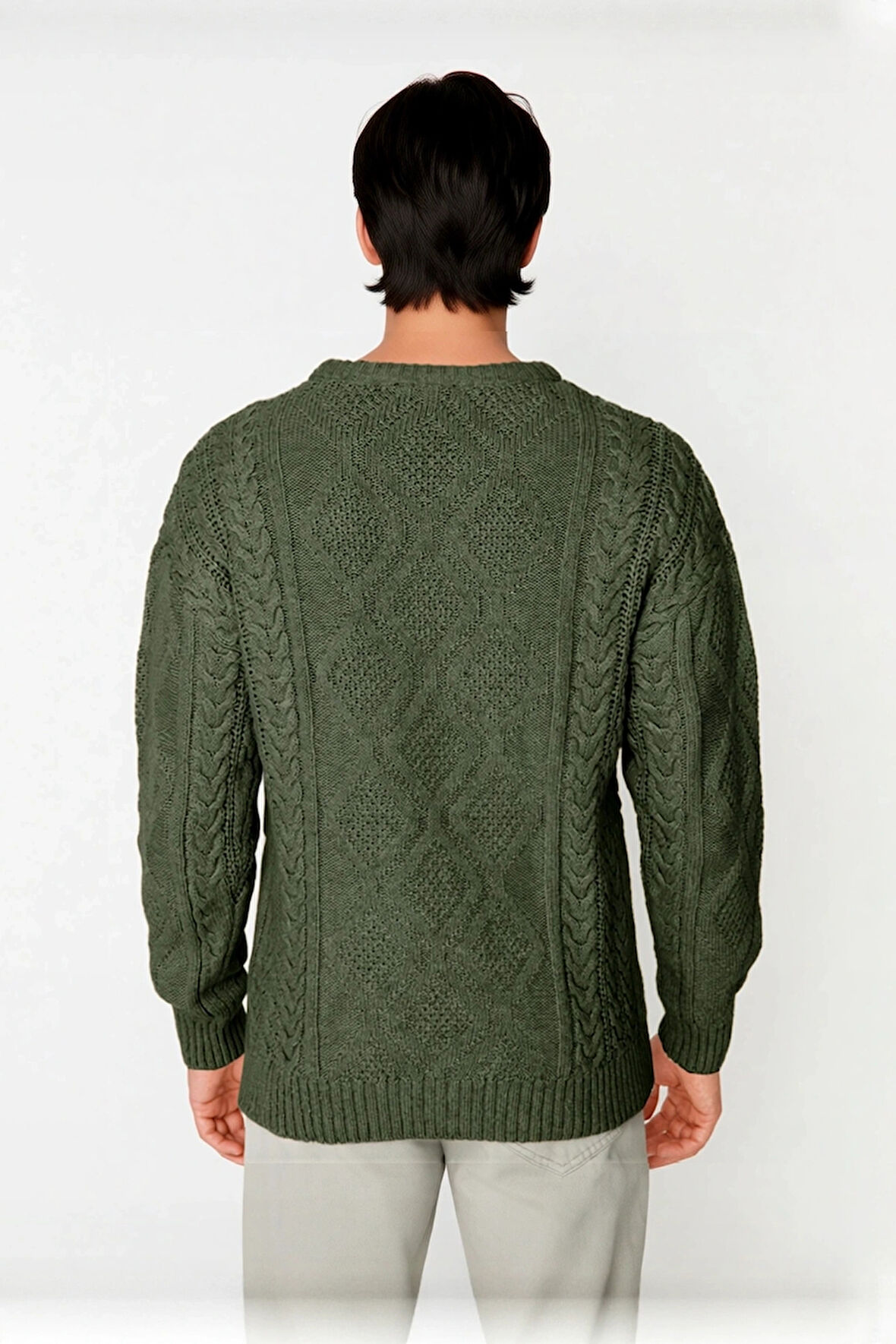 Erkek Basic Oversize Kalın Saç Örgülü Bisiklet Yaka Kazak Rahat Ve Stil Sahibi Kombinler Kaliteli