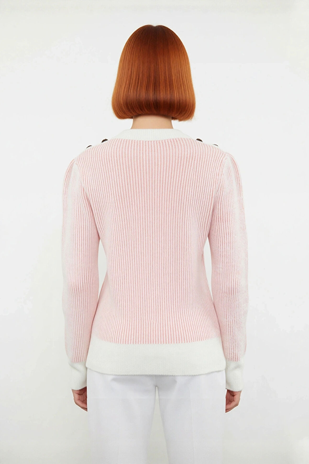 Kadın Uzun Kollu Bisiklet Yaka Çizgili Düğmeli Regular Fit Triko Kazak Soğuk Havalarda Şıklık Sunar