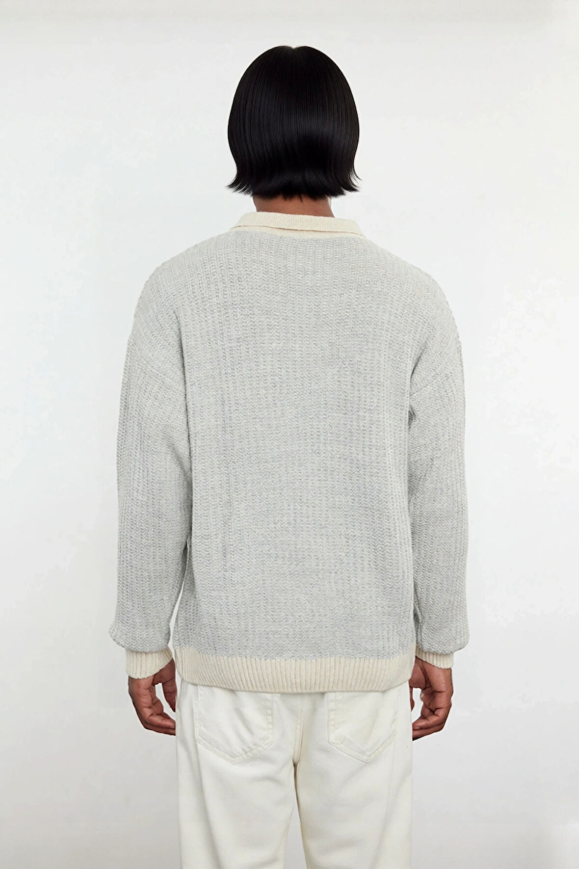 Erkek Konforlu Şık Dokulu Polo Yaka Uzun Kollu Akrilik Triko Kazak Soğuk Günlerin Vazgeçilmezi