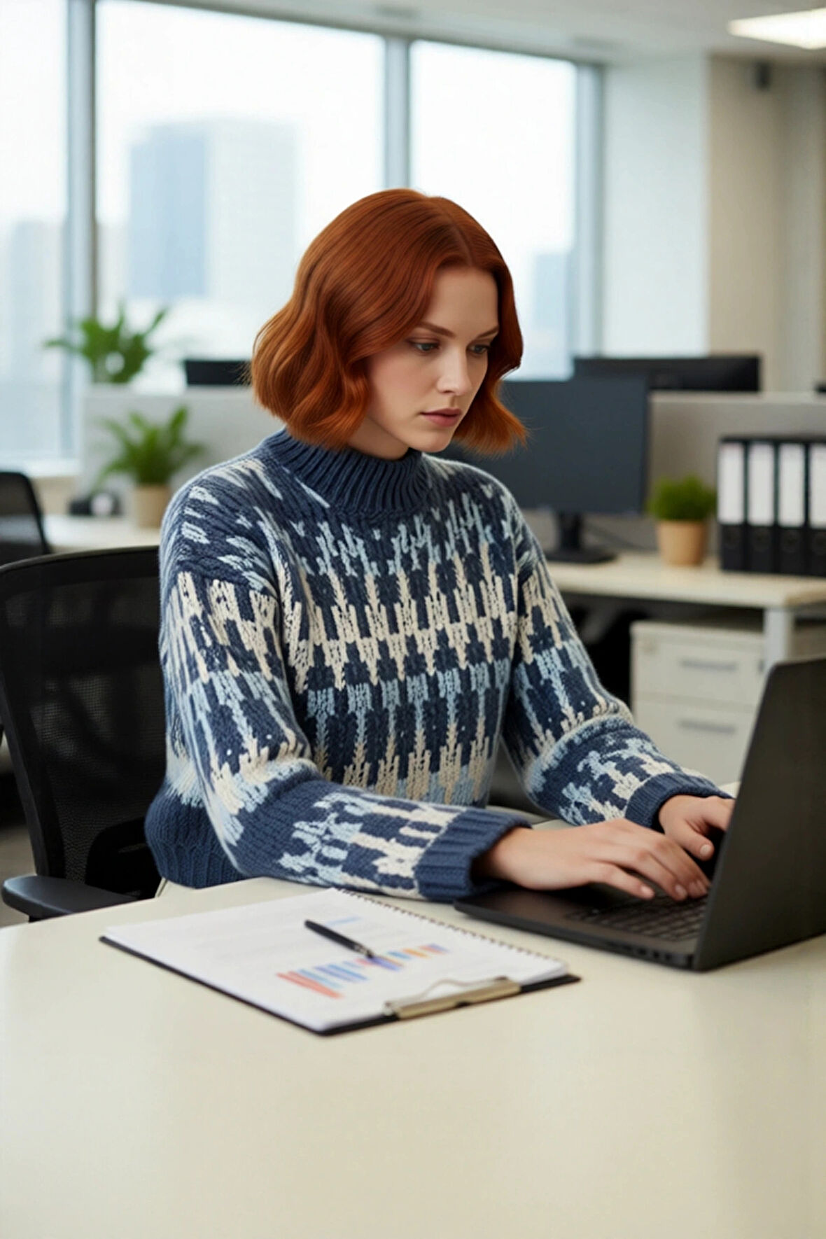 Kadın Oversize Kesim Etnik Desenli Uzun Kollu Crop Triko Kazak Soğuk Günler İçin İdeal Kaliteli