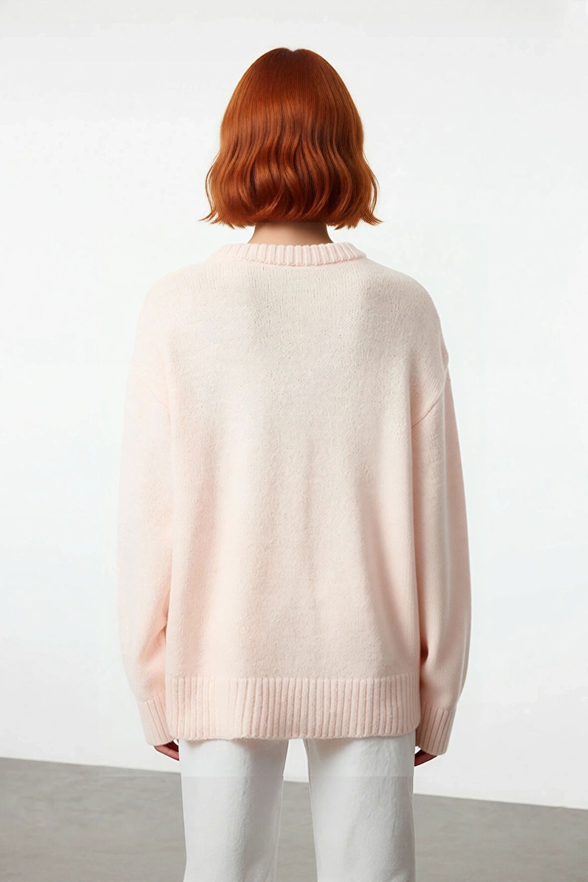 Kadın Düşük Kol Oversize Triko Kazak Bisiklet Yaka Yumuşak Dokulu Basic Kış Kombinleri İçin İdeal