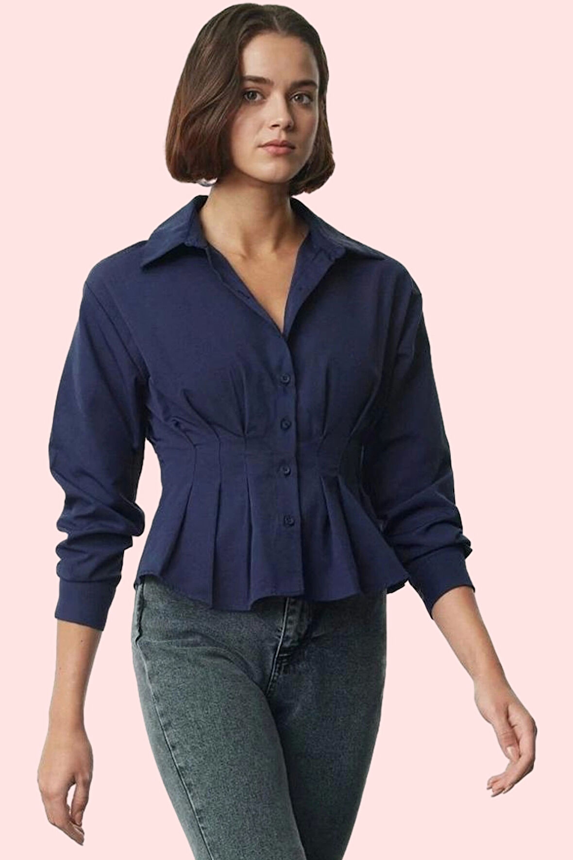 Kadın Uzun Kollu Gömlek Pamuk Polyester Terrycotton Kumaş Günlük Kullanım Kaliteli Malzeme