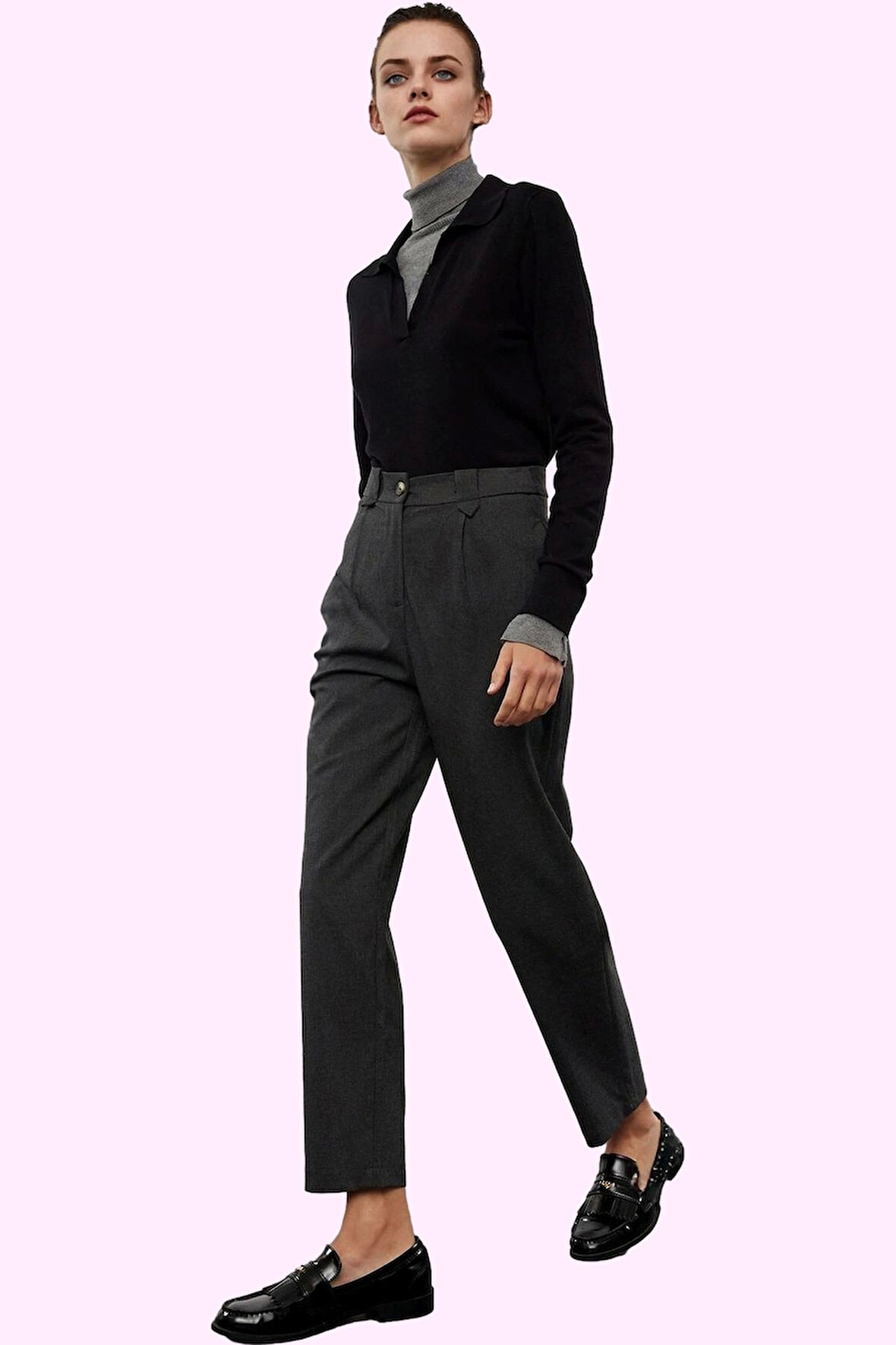 Kadın Poliviskon Dokuma Pantolon Renk Regular Boy Havuç Kalıp Günlük Stil Kaliteli Malzeme