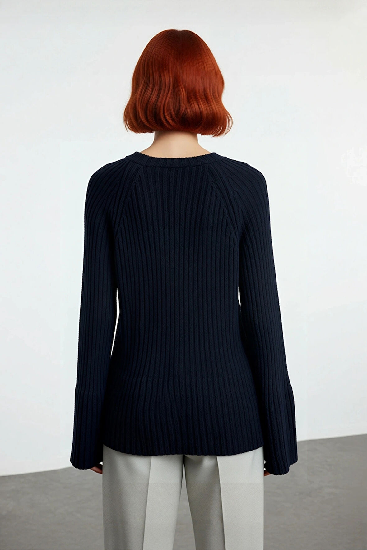 Kadın Regular Kalıp Triko Kazak Peplum Detayı Sürdürülebilir Reglan Kol Orta Kalınlık Günlük