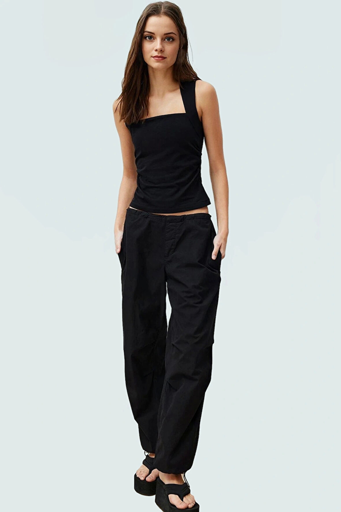 Kadın Yazlık Kolsuz Bluz Pamuklu Rahat Kare Yaka Premium Kalite Modern Stil