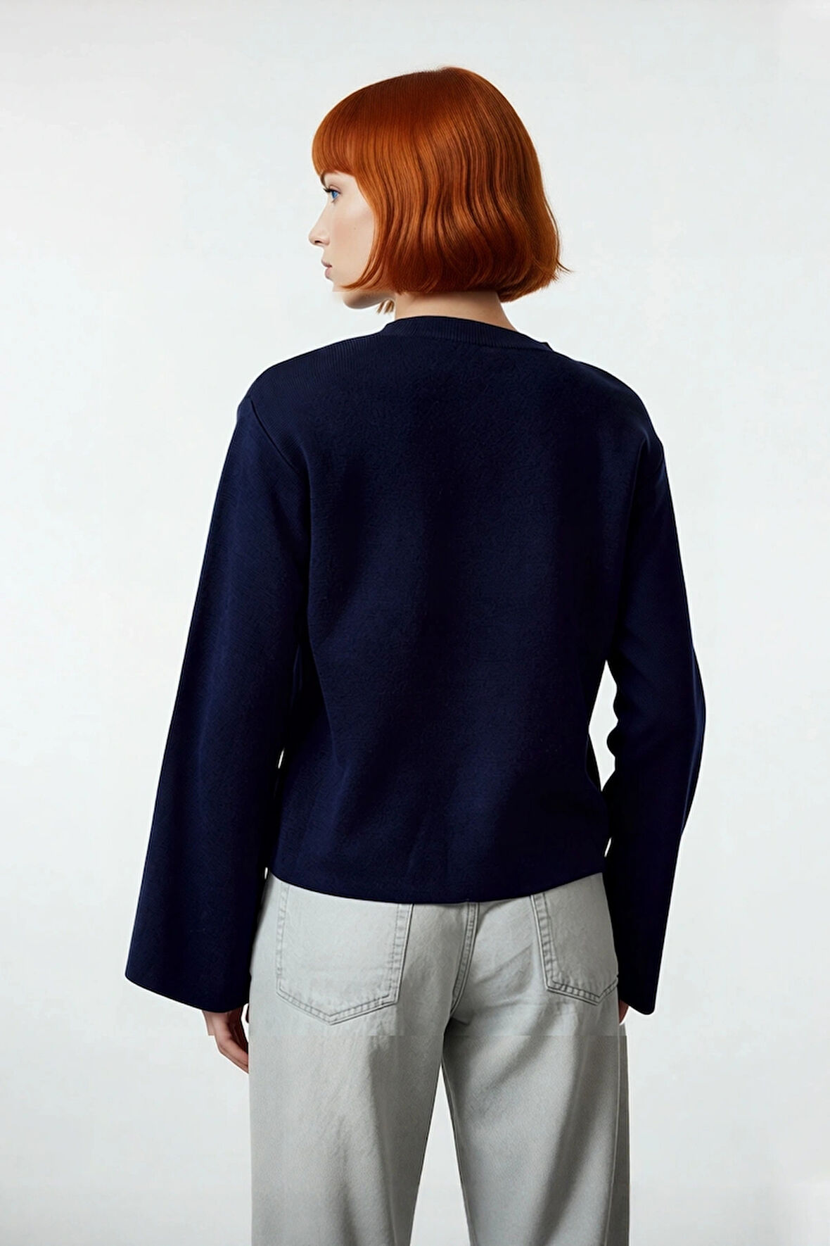 Kadın Günlük Rahat Bisiklet Yaka Basic Regular Kesim İspanyol Kollu Triko Kazak Kış Gardırobu