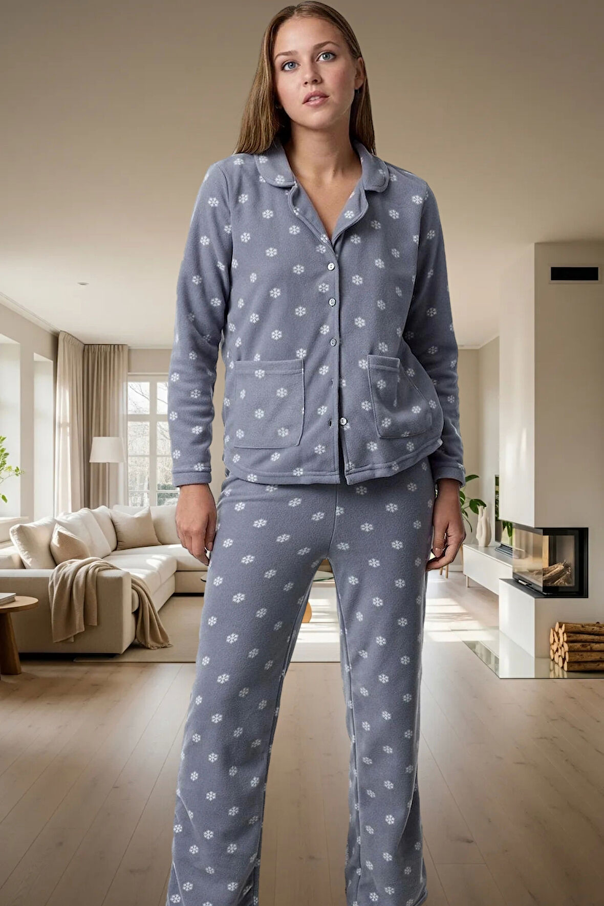 Baskılı Örme Polar Pijama Takımı; Kışın Sıcaklığı ve Şıklığı Zarifane Tasarım Premium Kalite