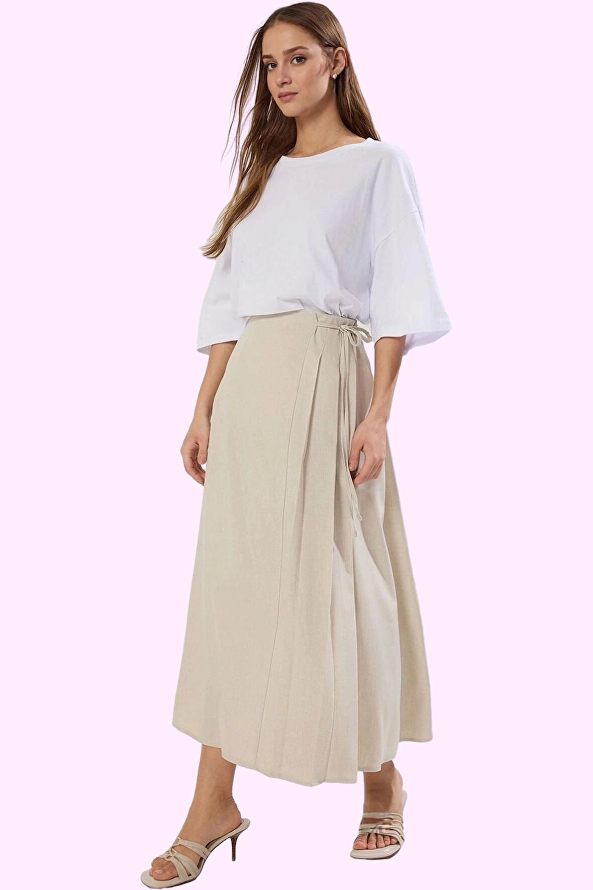 Kadın A line Maxi Etek 100% Polyester Dokuma Kumaş Ramadan Koleksiyonu Ofis Şıklığı Günlük Kullanım