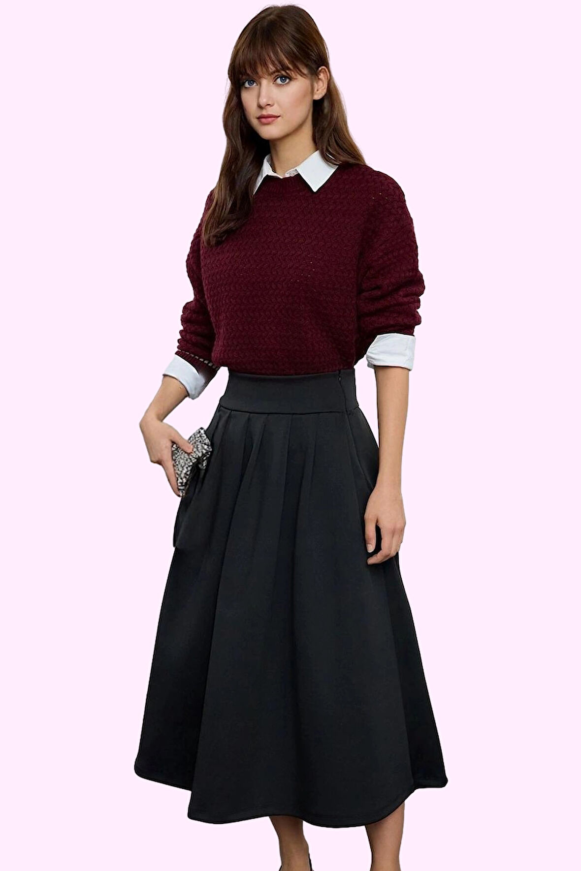 Kadın A Line Midi Etek Günlük Casual Stil Yüksek Bel Hafta Sonu Yaz Aylarının Vazgeçilmezi