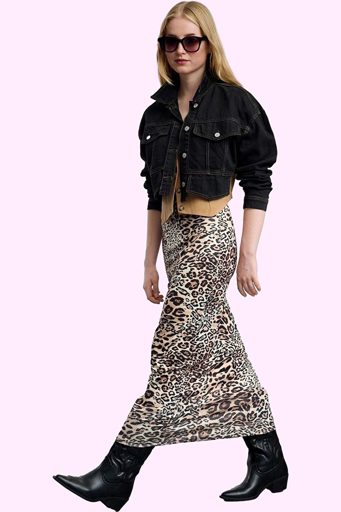 Kadın Yüksek Bel Leopar Baskılı Örme Maxi Etek Günlük Casual Kombinler Yaz Aylarının Vazgeçilmezi