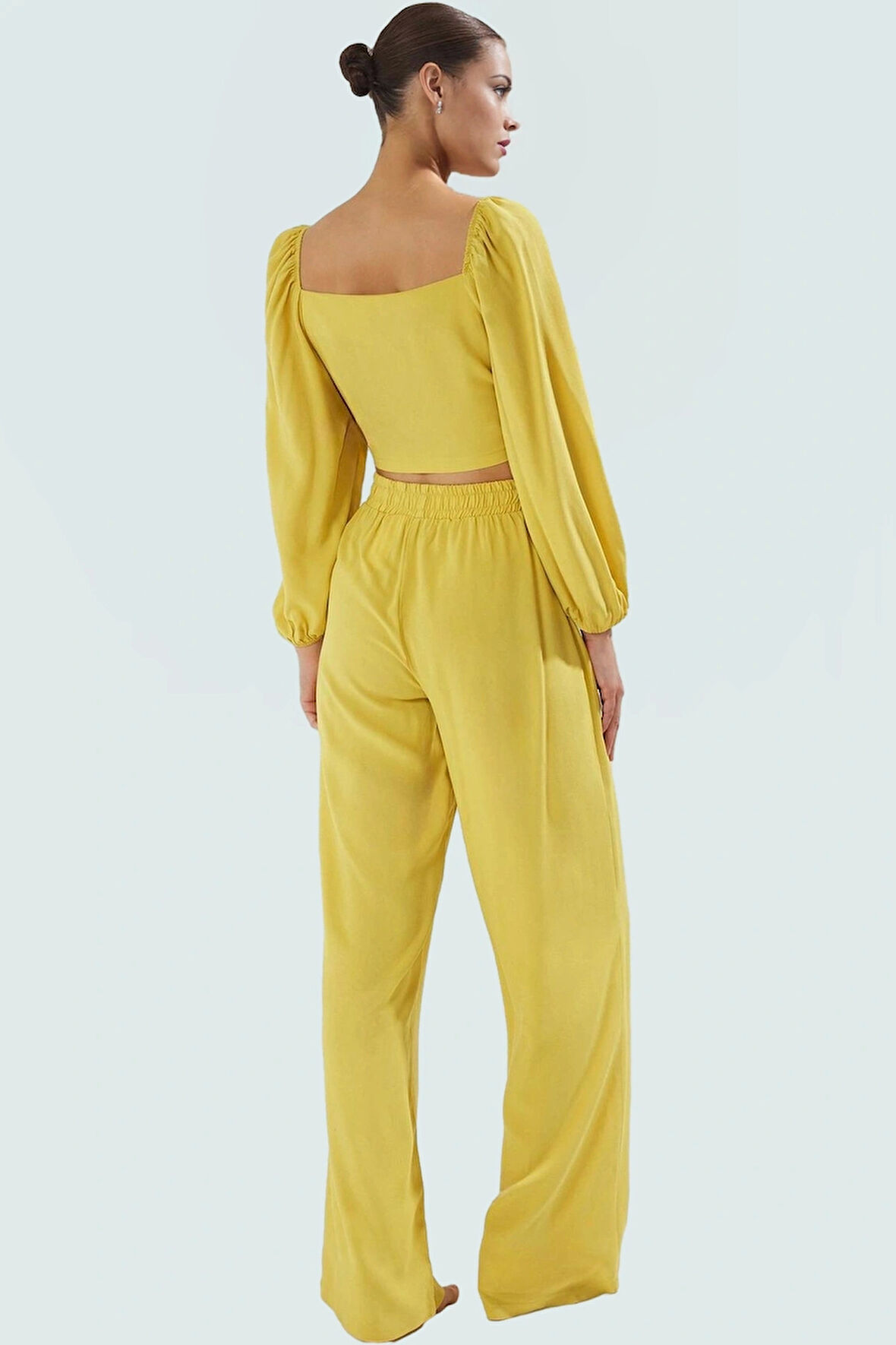 Yazlık Şıklık Shally Dokuma Bluz Pantolon Takım Rahat Kullanım Mükemmel Uyum