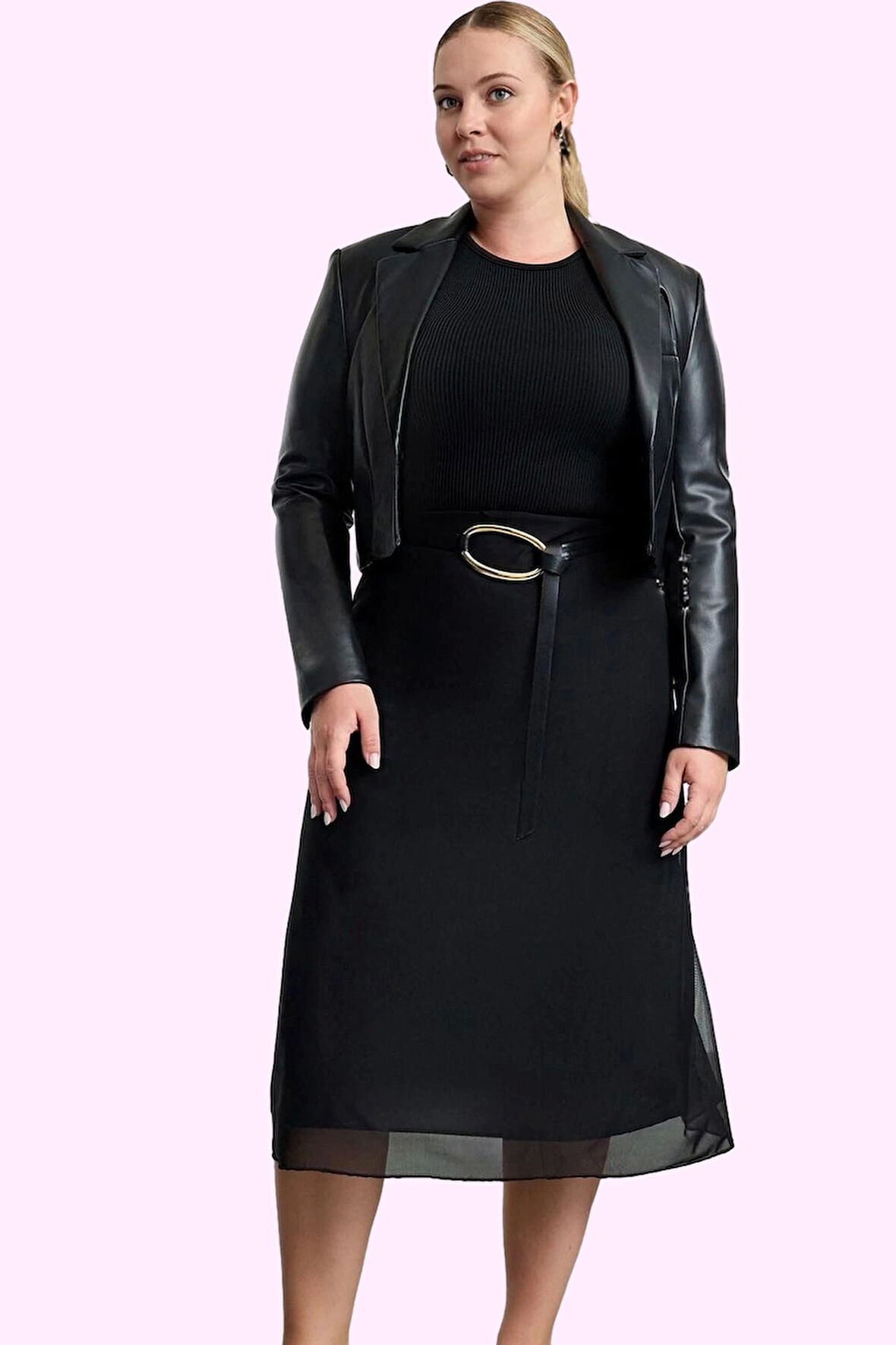 Kadın Büyük Beden Leopar Desenli Örme Midi Etek Günlük Casual Kombinler Yaz Aylarının Vazgeçilmezi