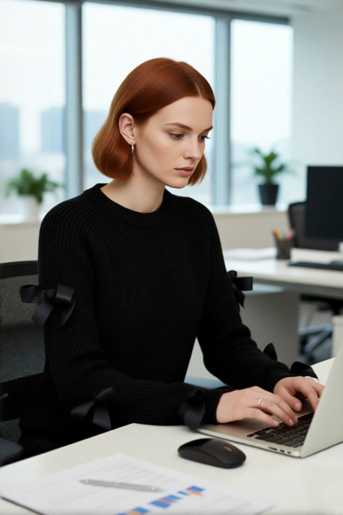 Kadın Kalın Akrilik Triko Kazak Omuz Dekolteli Fiyonk Detayı İle Kış Günü Şık Ve Konforlu.