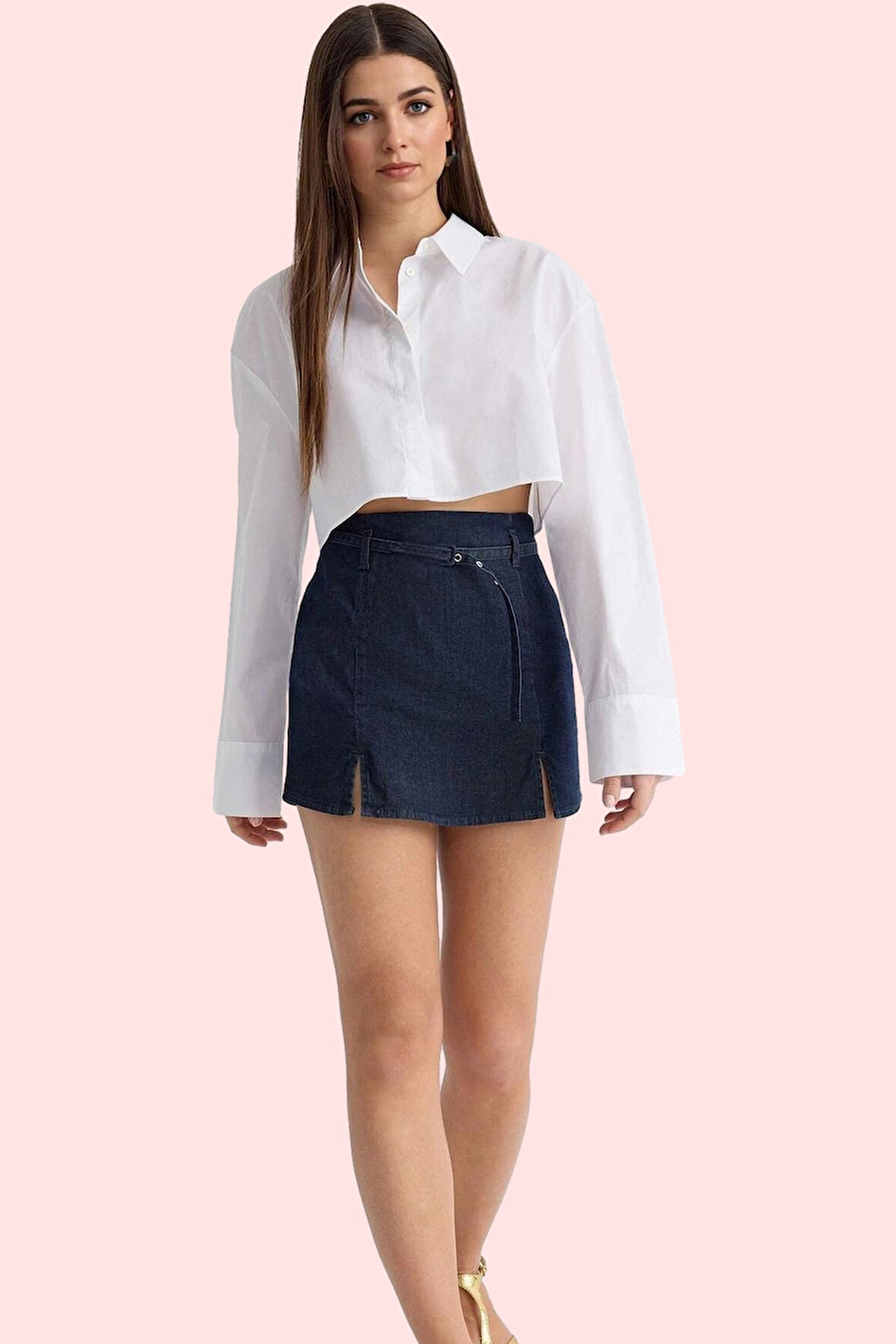 Kadın Denim Şort Etek Yüksek Bel Rigid Dokuma Günlük Şıklık Hafta Sonu Yaz Aylarının Vazgeçilmezi