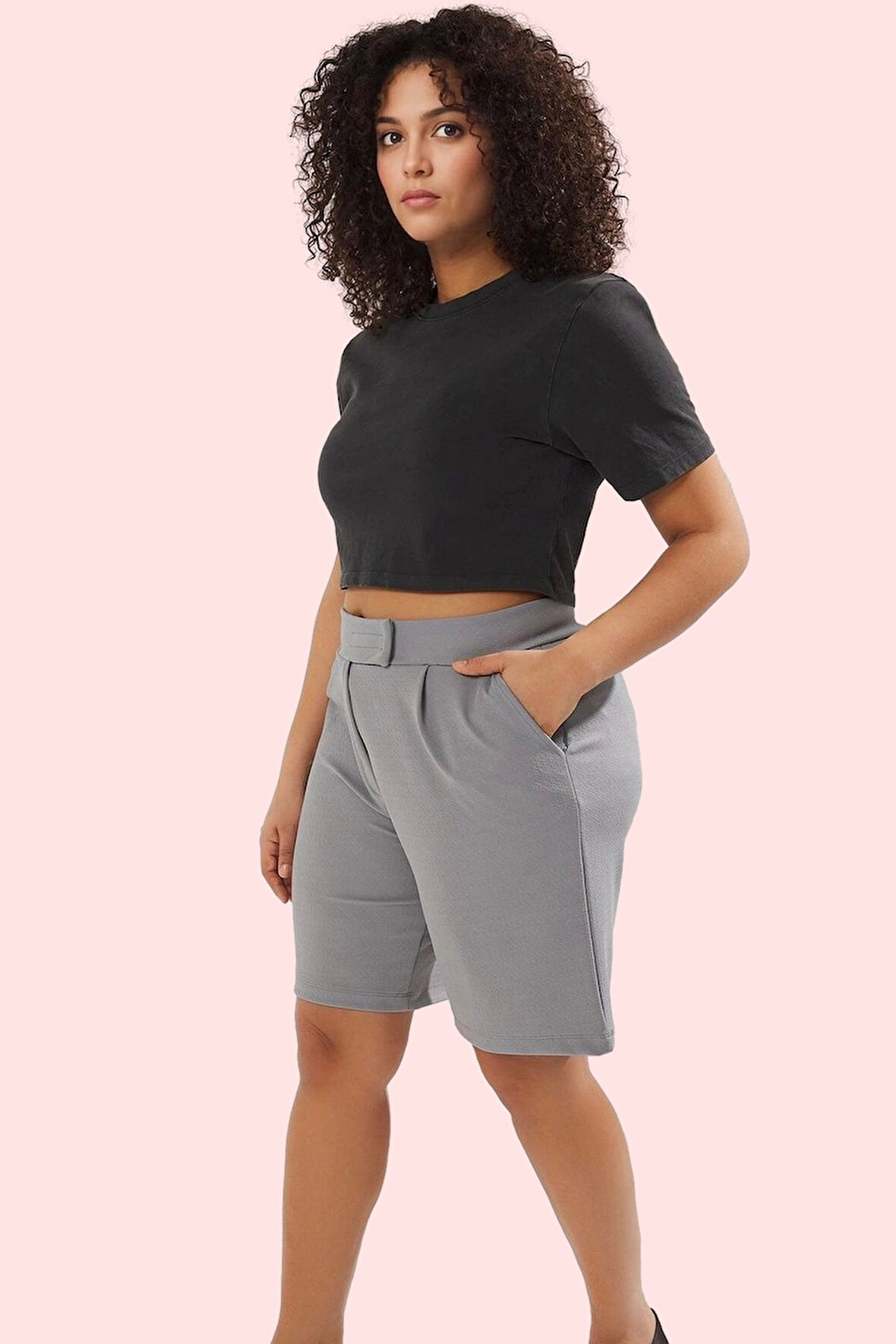 Kadın Yüksek Bel Örme Şort İnterlok Dokuma Rahat Günlük Yaz Hafta Sonu Stilin Buluştuğu Yer