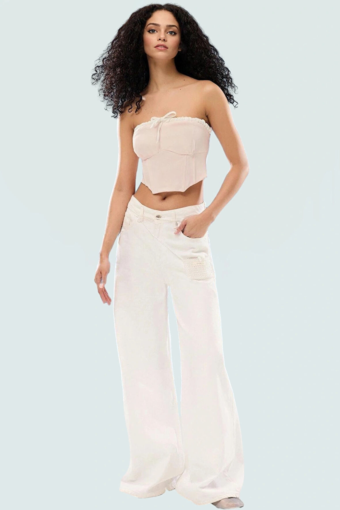 Fitted Kolsuz Bluz Bağcıklı Detay Nefes Alan Dokuma Kumaş Zarifane Tasarım