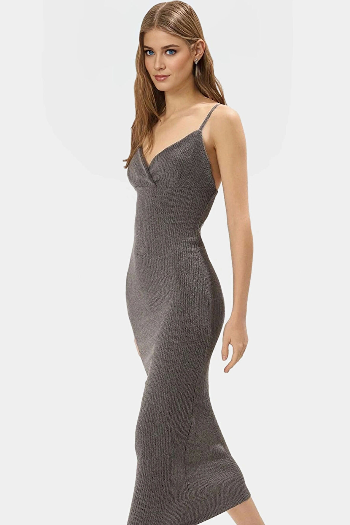 Şık Bodycon Örme Midi Elbise Günlük Kullanım İçin Mükemmel Seçim Konforlu Kesim Özel Tasarım