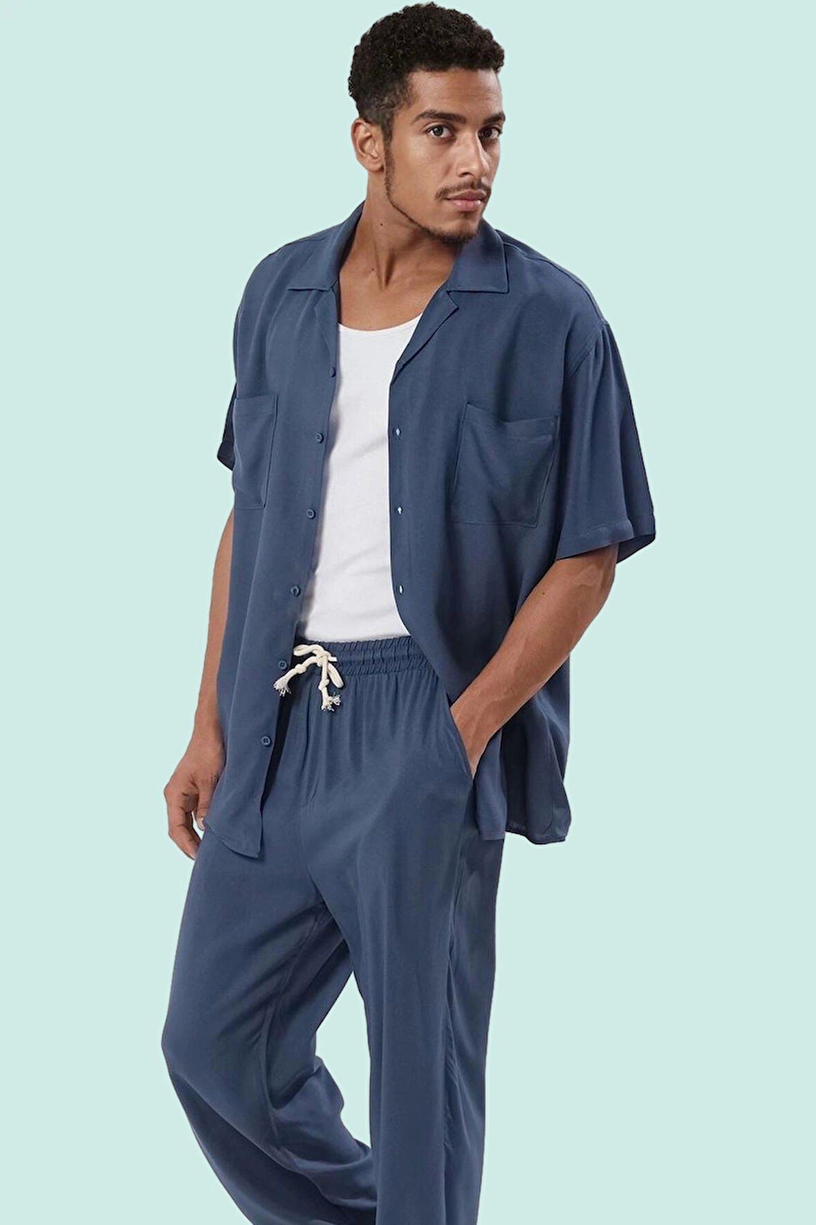 Erkek Cool & Comfort Dokuma Viskoz Gömlek Kısa Kol Regular Fit Yaz Günlük Kullanım Hafta Sonu