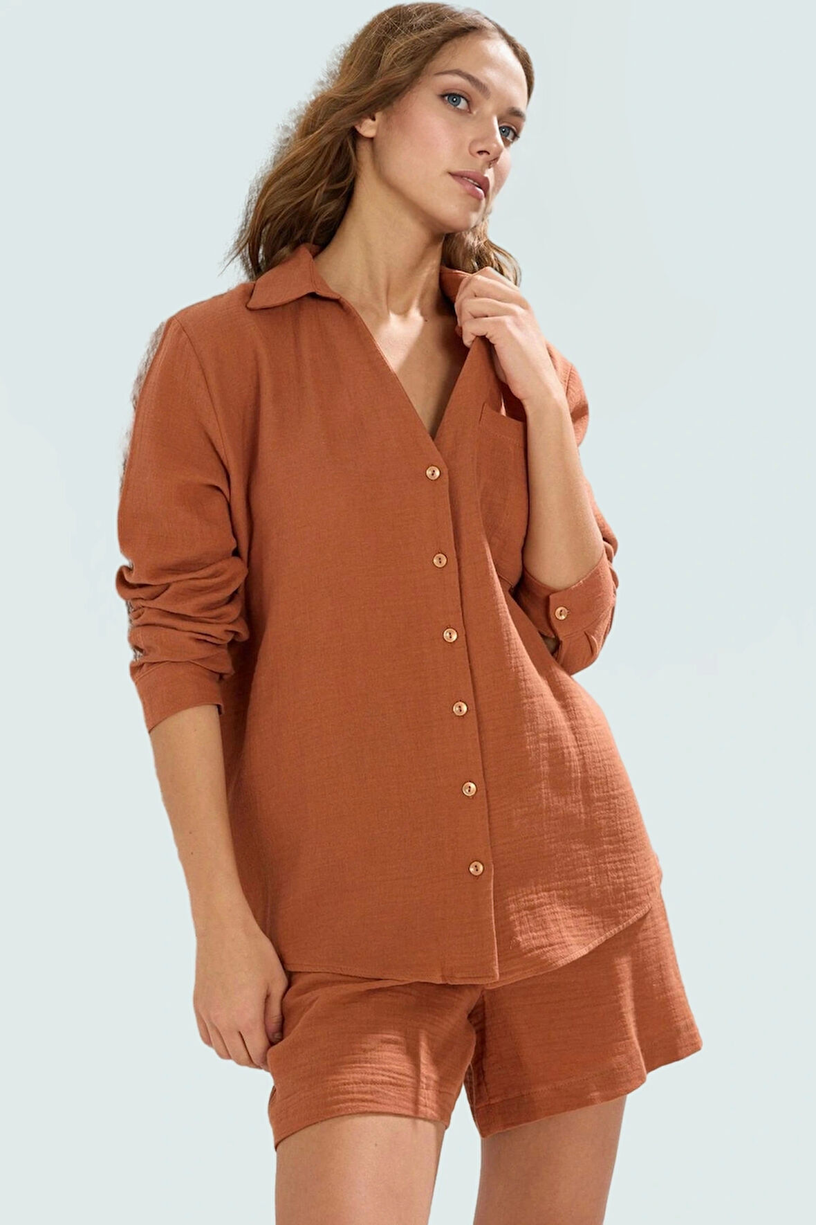 Rahat Kesim Yazlık Kadın Takımı; Pamuk Kumaş Cep Detaylı Özel Tasarım Trend