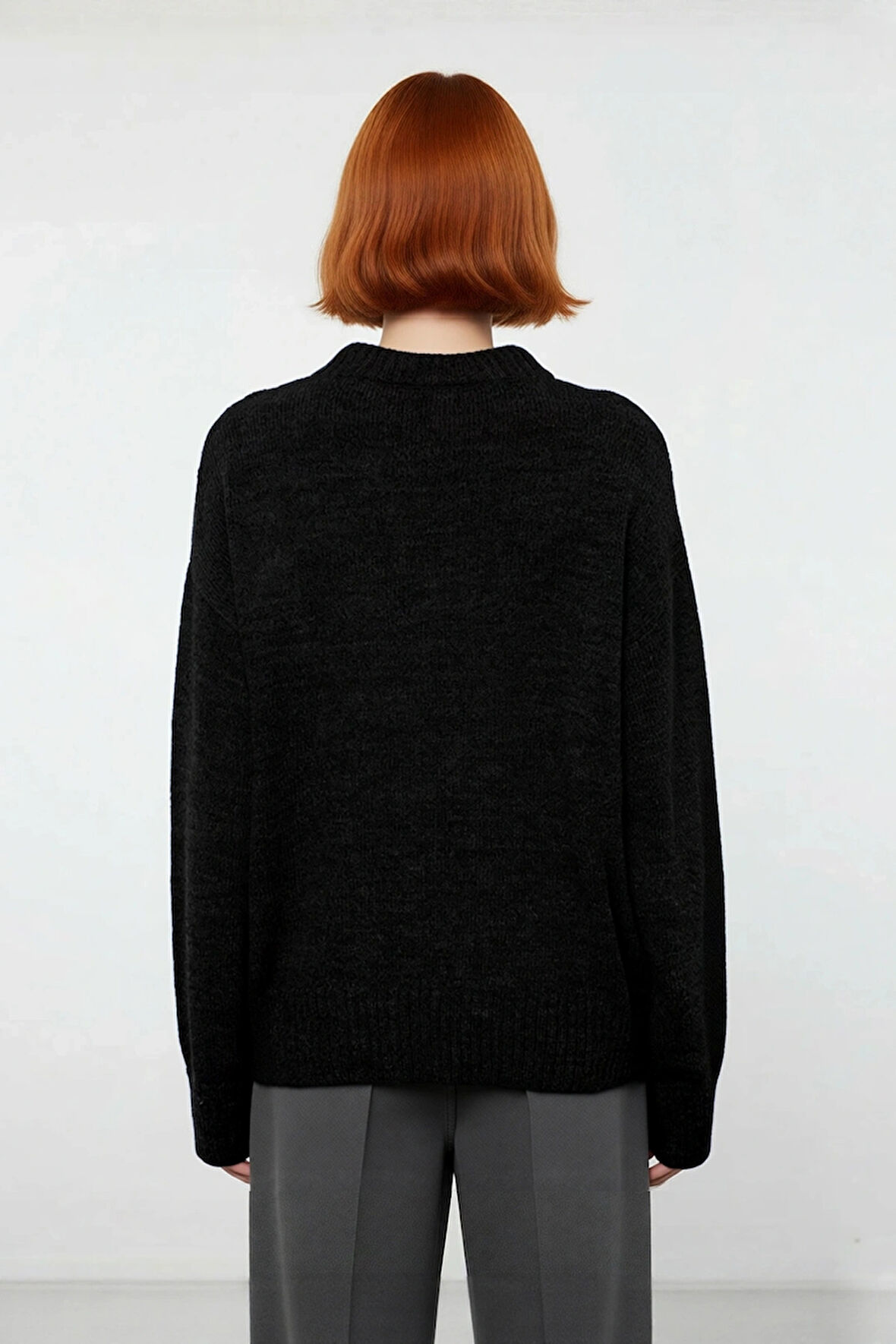 Kadın Düşük Kol Oversize Triko Kazak Bisiklet Yaka Yumuşak Dokulu Basic Kış Kombinleri İçin İdeal