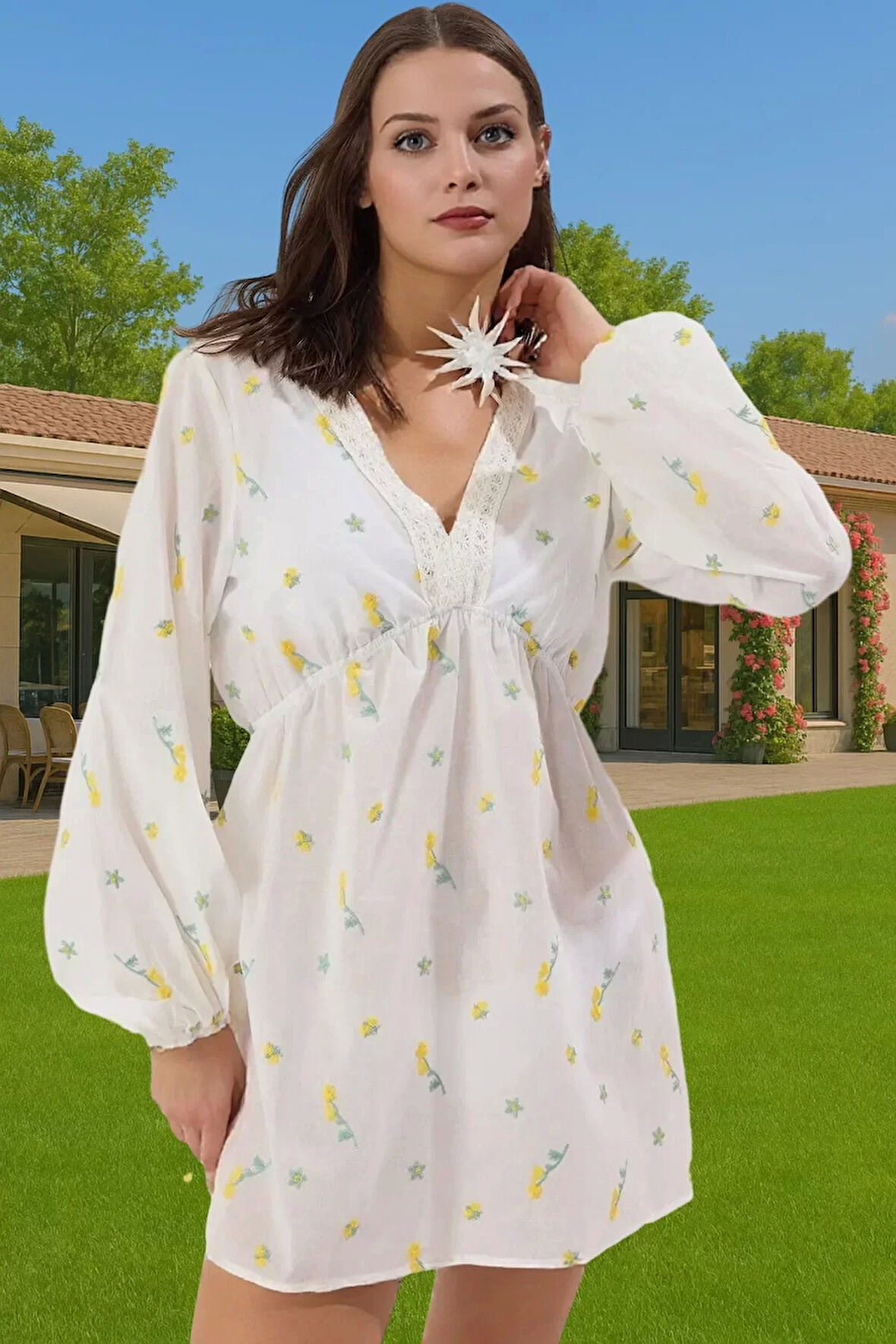 Rahat ve Şık Keten Karışımlı Çiçekli Maxi Elbise Rahat Ve Şık Uzun Ömürlü Günlük Kullanım İçin