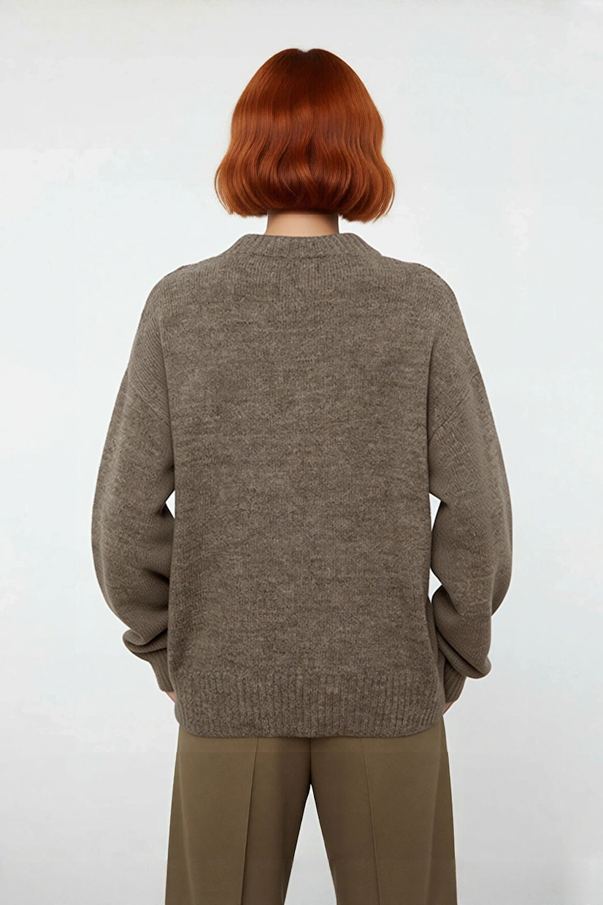 Kadın Düşük Kol Oversize Triko Kazak Bisiklet Yaka Yumuşak Dokulu Basic Kış Kombinleri İçin İdeal