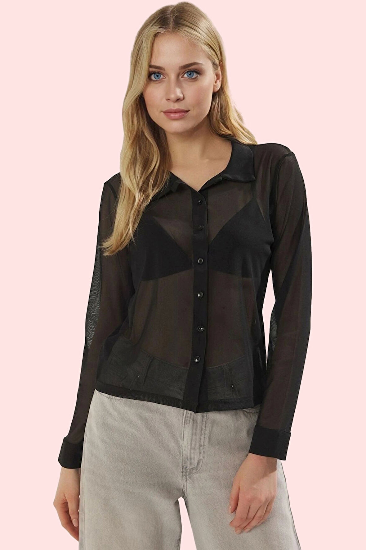 Kadın Fitted Regular Boy Tül Gömlek; Yazın Nefes Alan Şıklığı Günlük Kullanım Modern Tasarım