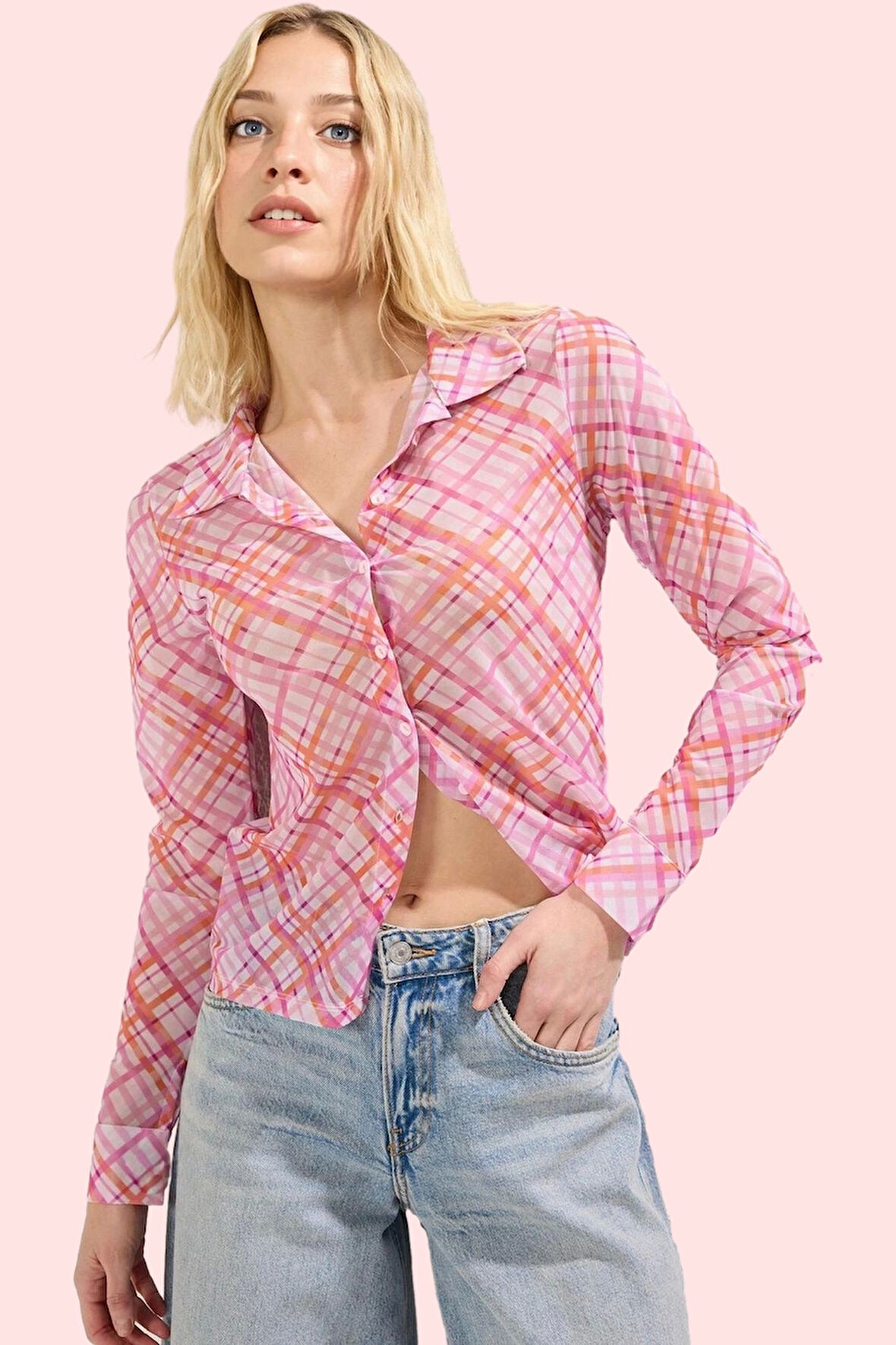 Kadın Fitted Regular Boy Tül Gömlek; Yazın Nefes Alan Şıklığı Günlük Kullanım Modern Tasarım