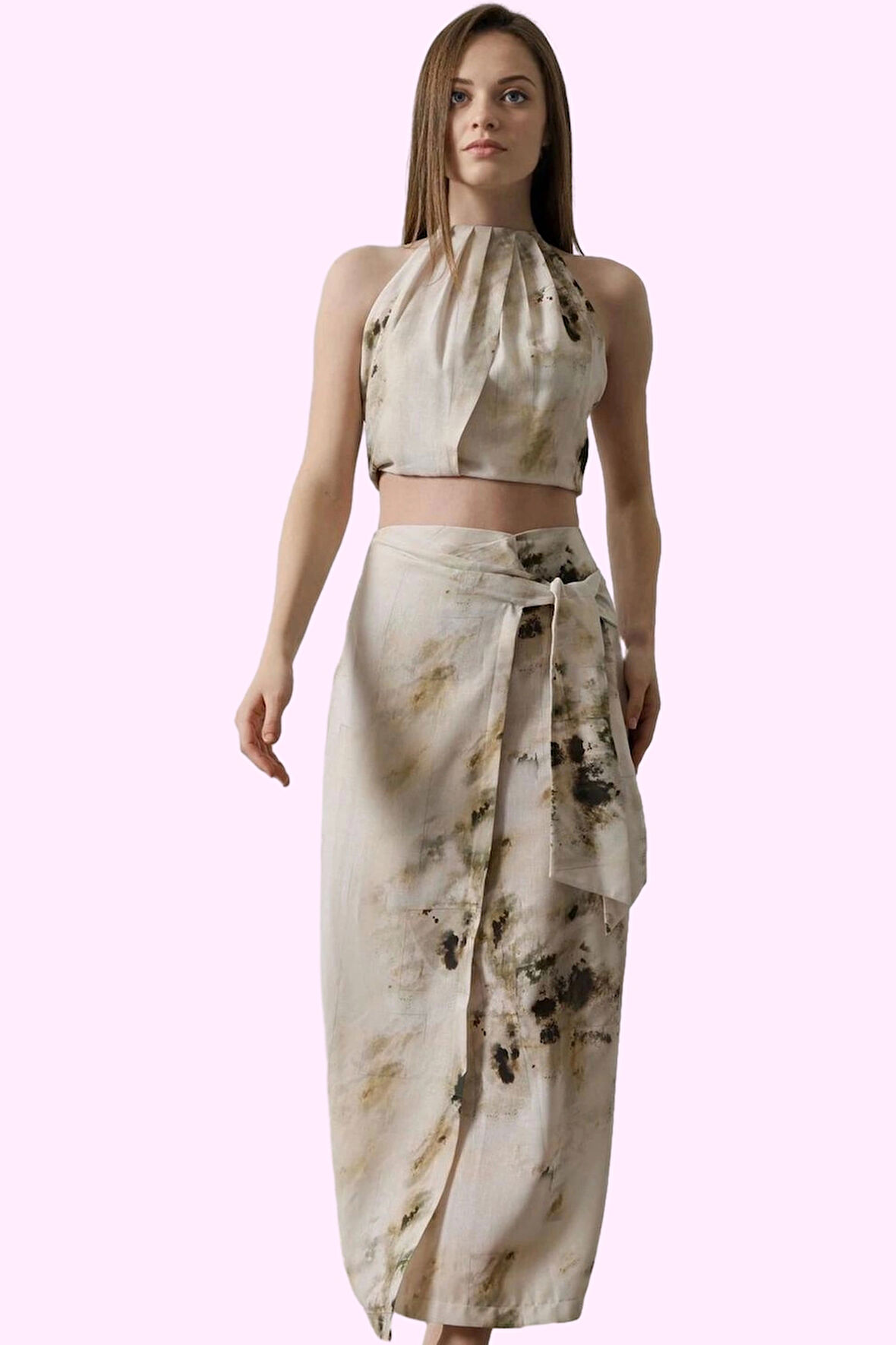 Kadın Yüksek Bel Sarong Siluet Midi Dokuma Etek Batik Desenli Pamuk Yaz Aylarının Vazgeçilmezi