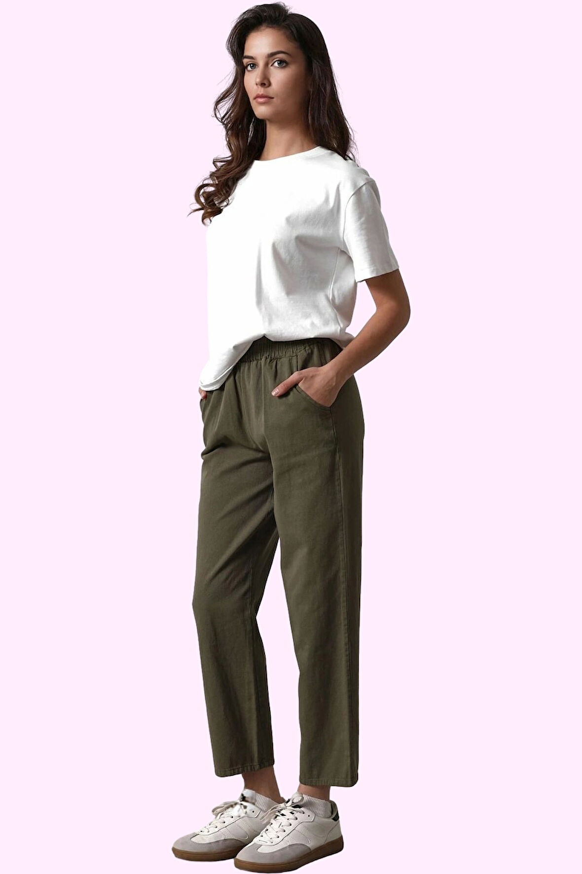 Kadın Yazlık Pamuk Gabardin Jogger Pantolon Düz Desen Dar Paça Günlük Kullanım Özel Günler