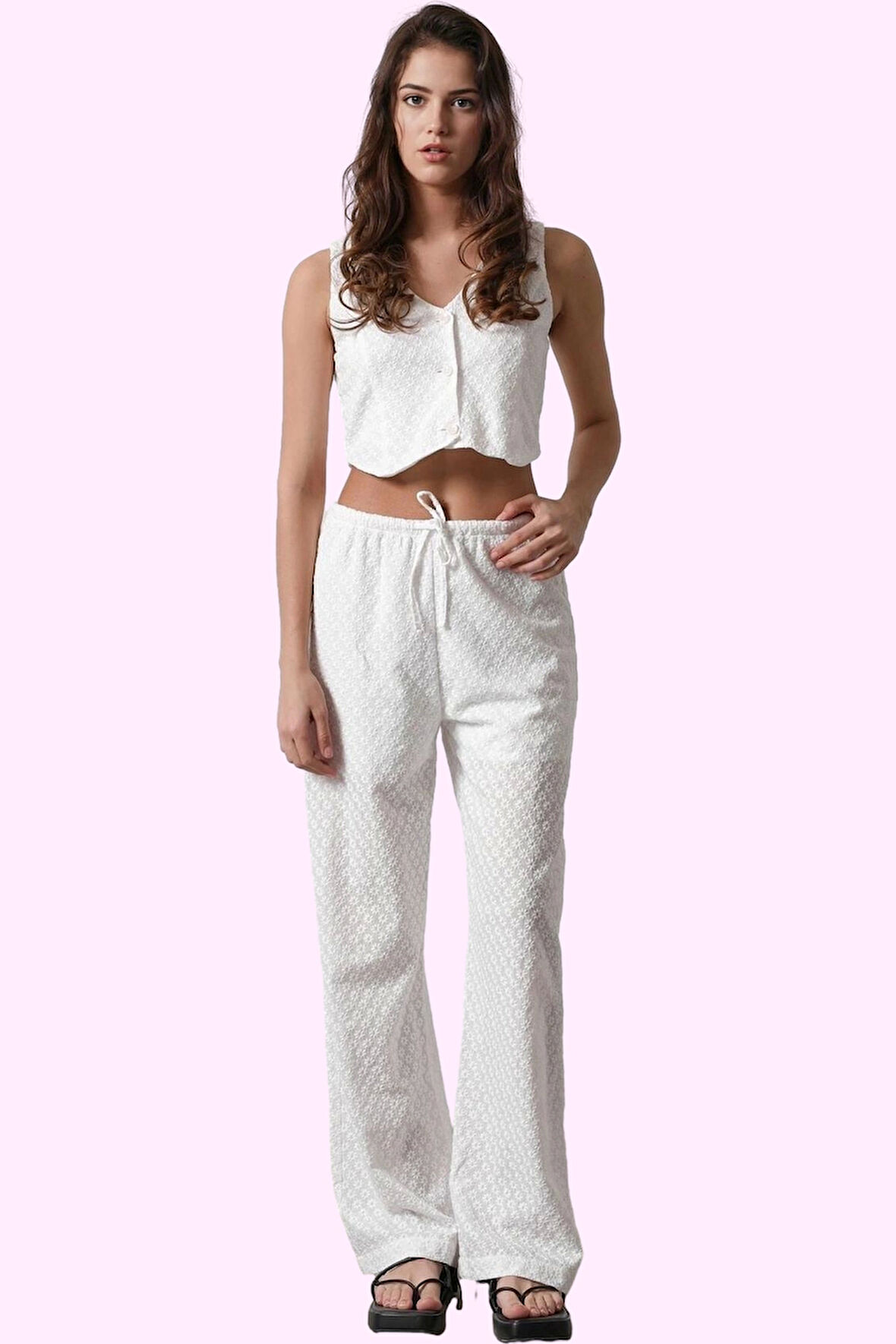 Kadın Yüksek Bel Geniş Paça Dokuma Pantolon Rahat Yaz Kombinleri İçin Stilin Buluştuğu Yer