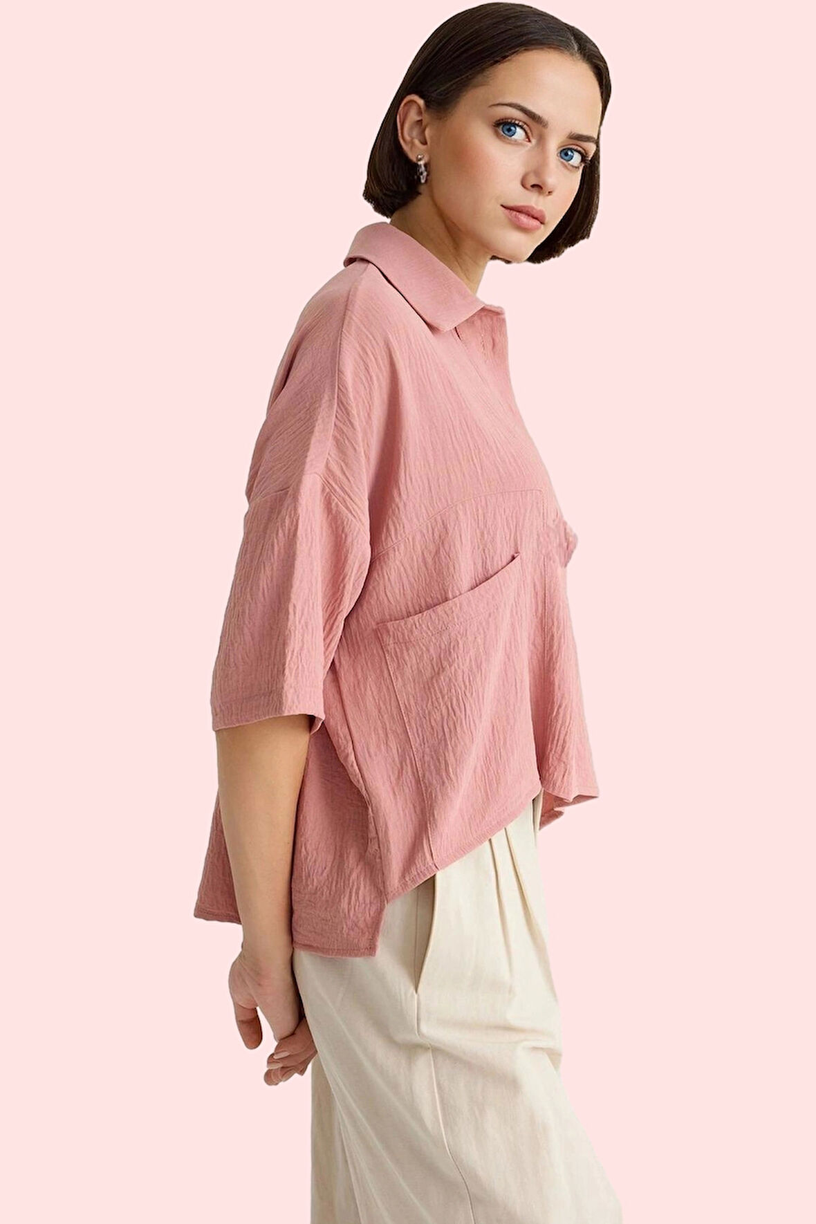 Kadın Basic Oversize Gömlek Şık Ve Rahat Günlük Kombinler İçin Hafta Sonu Kaliteli Malzeme