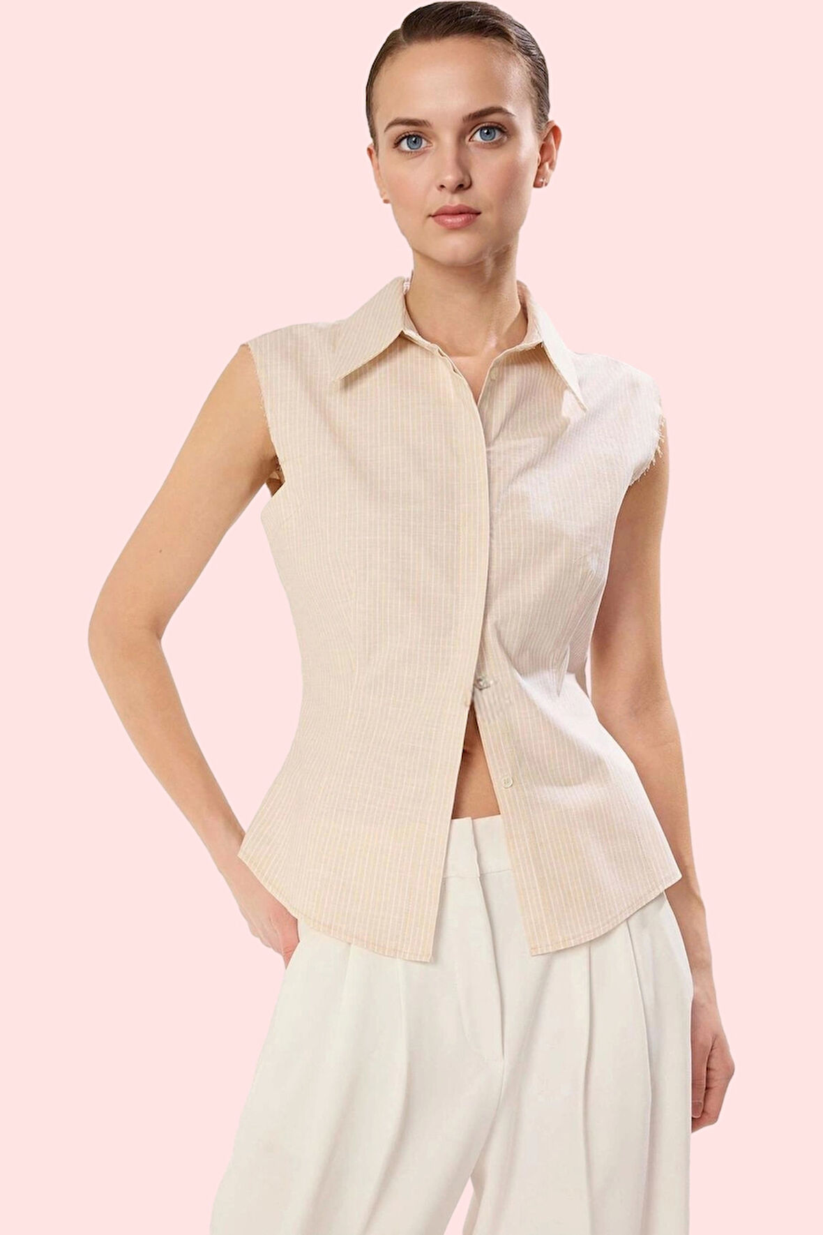 Kadın Uzun Boy Pamuk Gömlek Keten Görünümlü Dokuma Şık Yaz Kombinleri Stilin Buluştuğu Yer